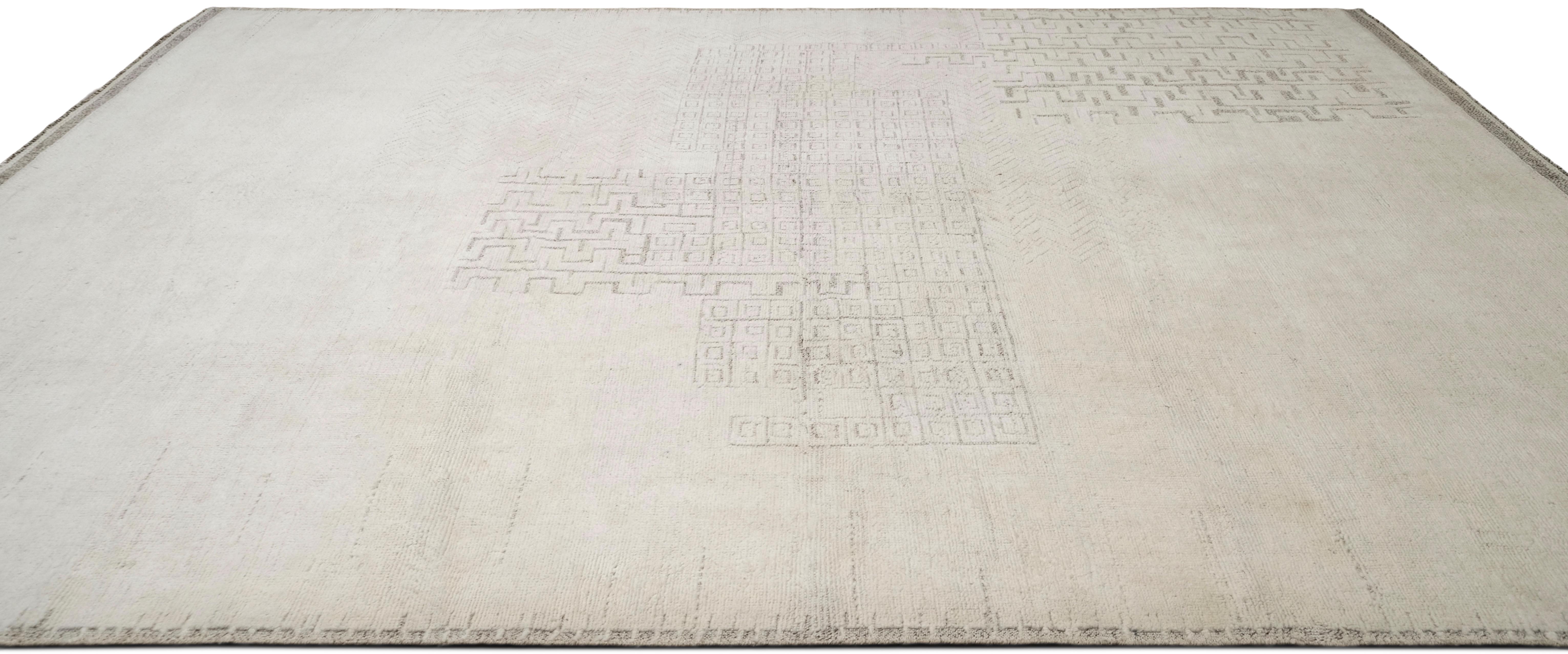 Noué à la main Tapis abstrait déco noué à la main 10'x14' en vente