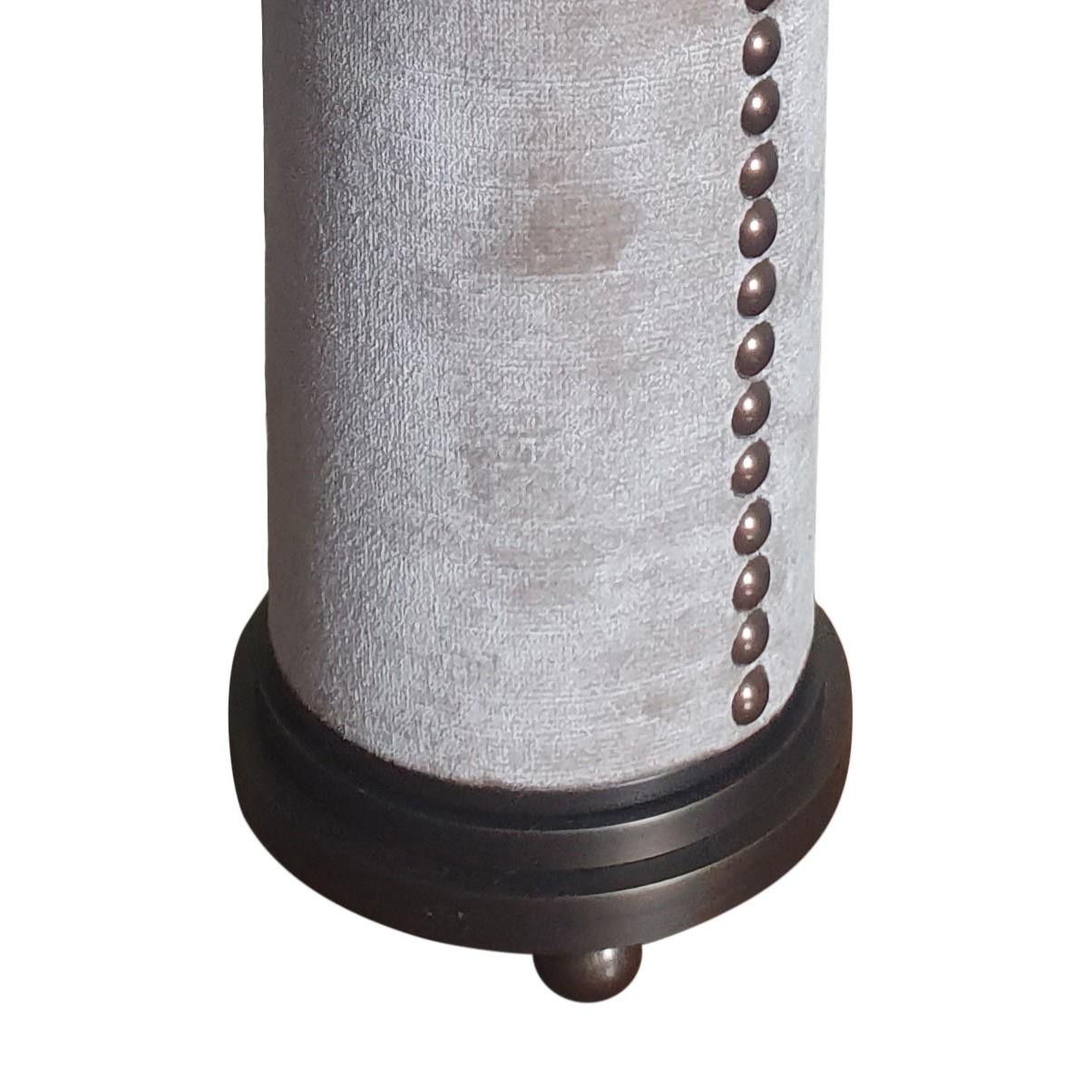 Modern Deco cast Bronze Stepped Column Lamp with Ball Feet & Silk Velvet Column For Sale 2