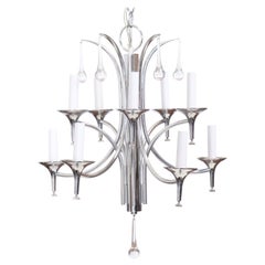 Modern Deco Chrome 8 Arm 2 Tier Dramatic Chandelier