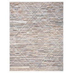 Tappeto moderno Deco con motivi a diamante in lana marrone naturale e grigio 12'x15'2''