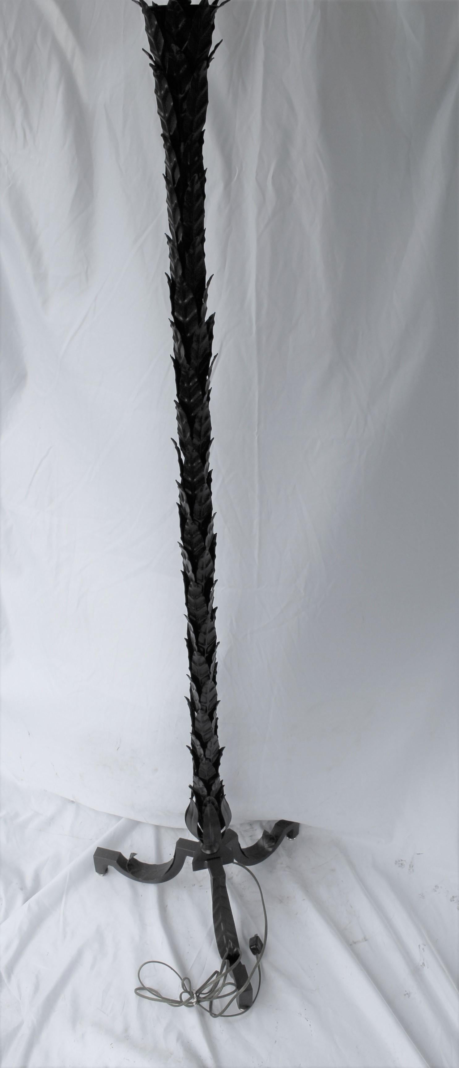 Hollywood Regency Modern /Deco Floor Lamp, Hand Forged and Stamped Leaf Design, Delux Sockets For Sale