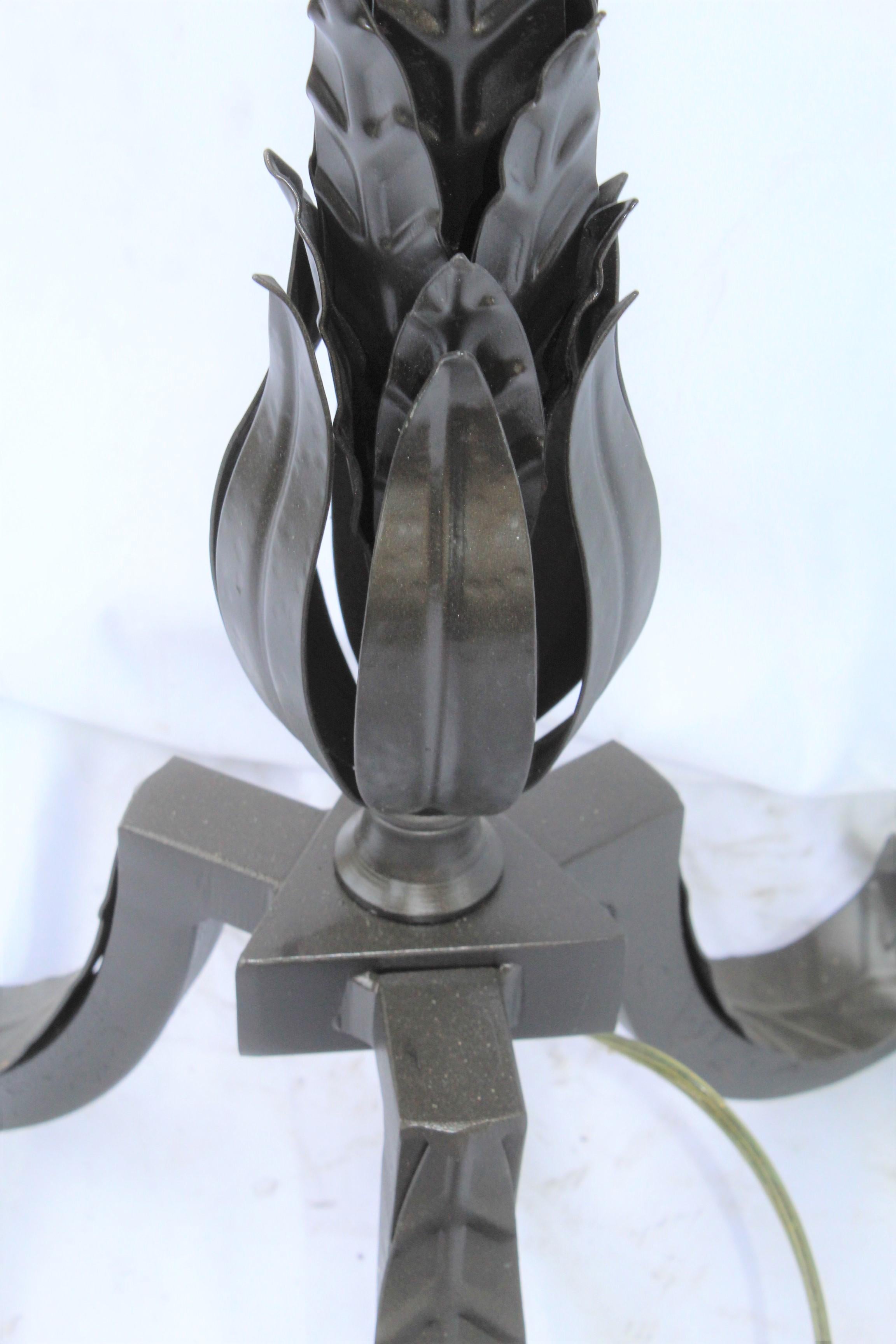 American Modern /Deco Floor Lamp, Hand Forged and Stamped Leaf Design, Delux Sockets For Sale