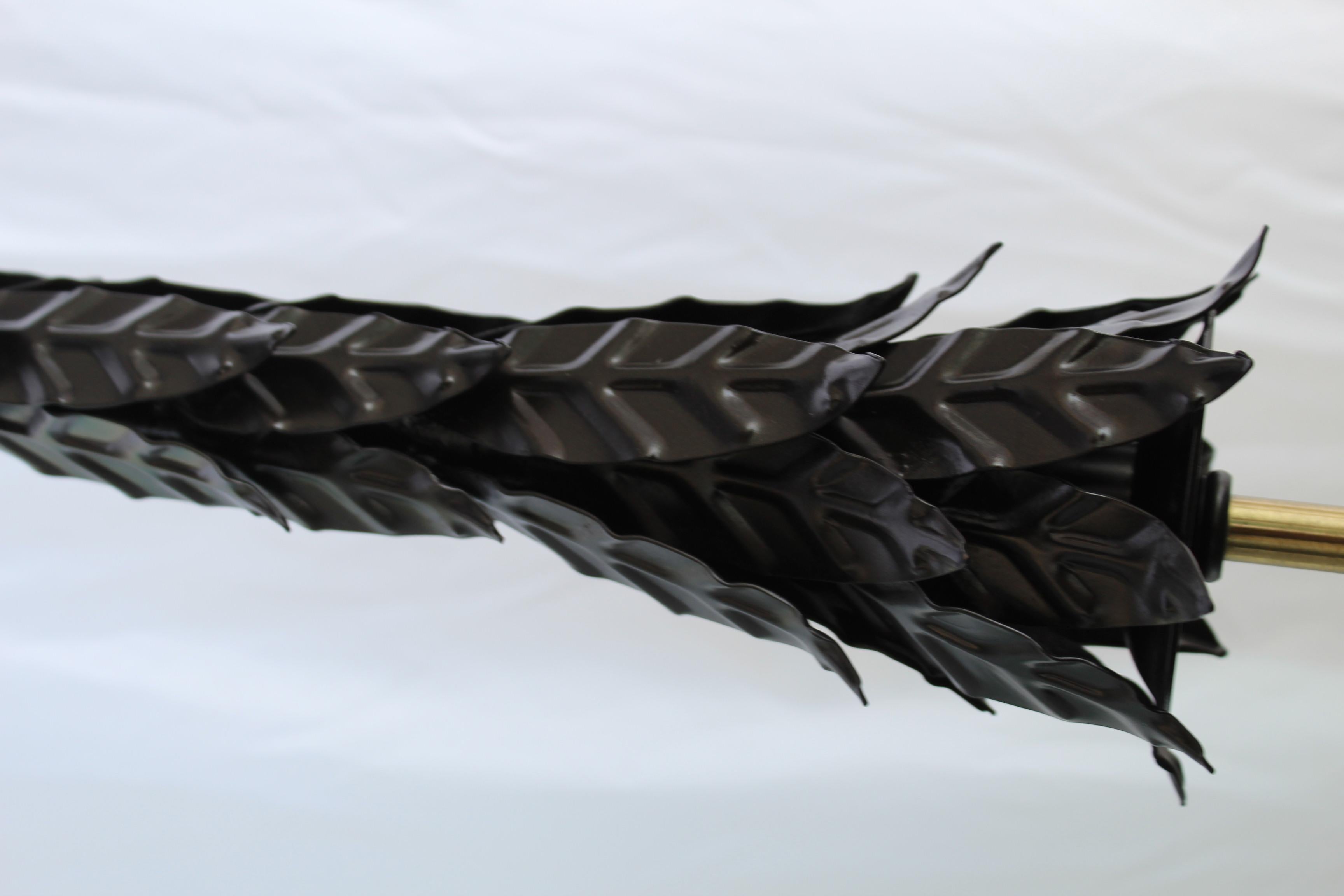 Modern /Deco Floor Lamp, Hand Forged and Stamped Leaf Design, Delux Sockets In Good Condition For Sale In Los Angeles, CA