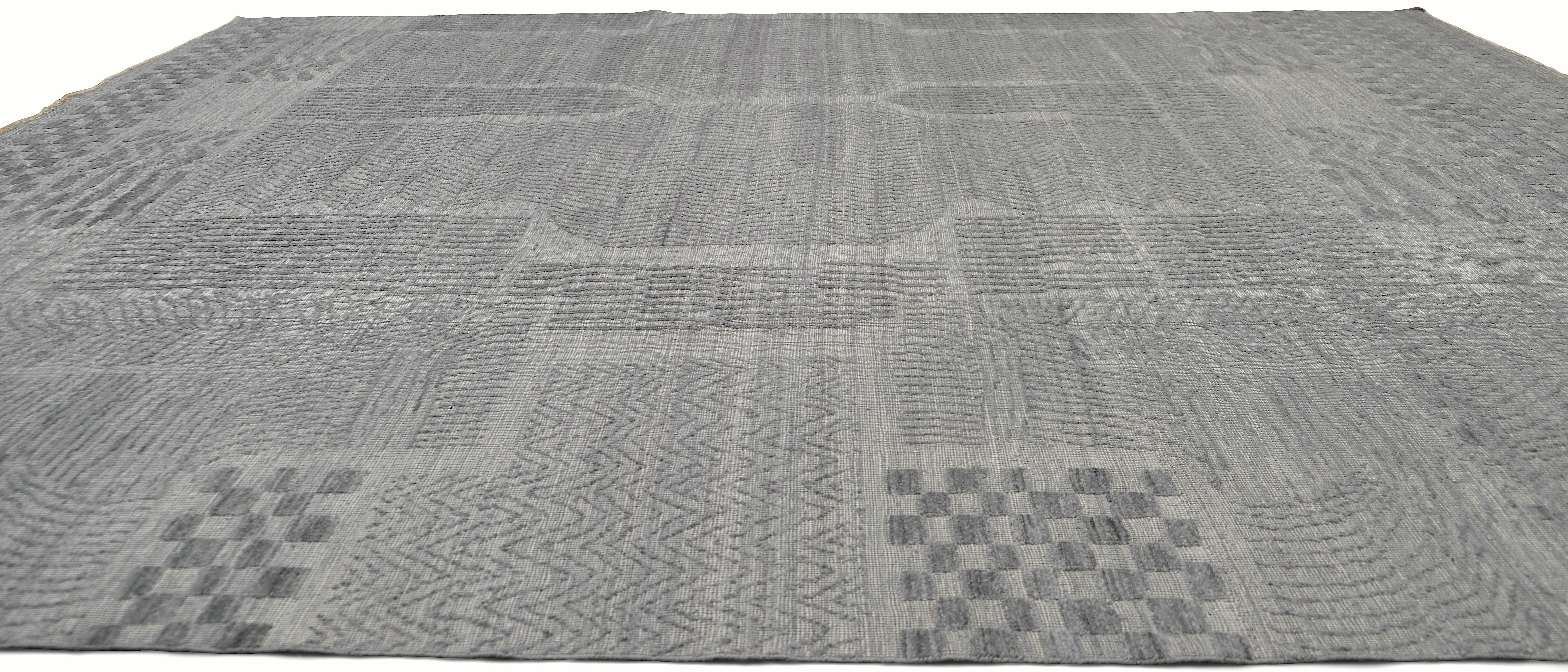 Moderner geometrischer Deko-Wollteppich 9'2''x11'7'' (Pakistanisch) im Angebot