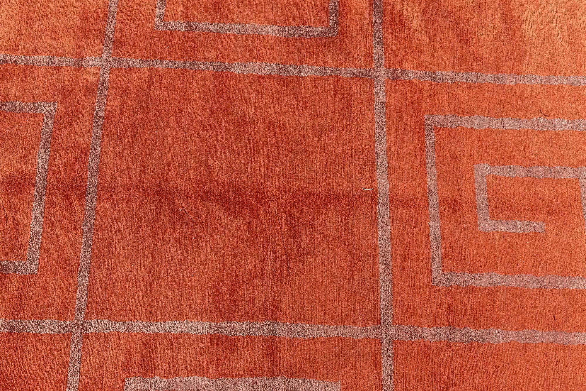 Moderner, von der Deko inspirierter tibetischer Teppich mit griechischem Schlüsselmotiv von Doris Leslie Blau (Tibetisch) im Angebot