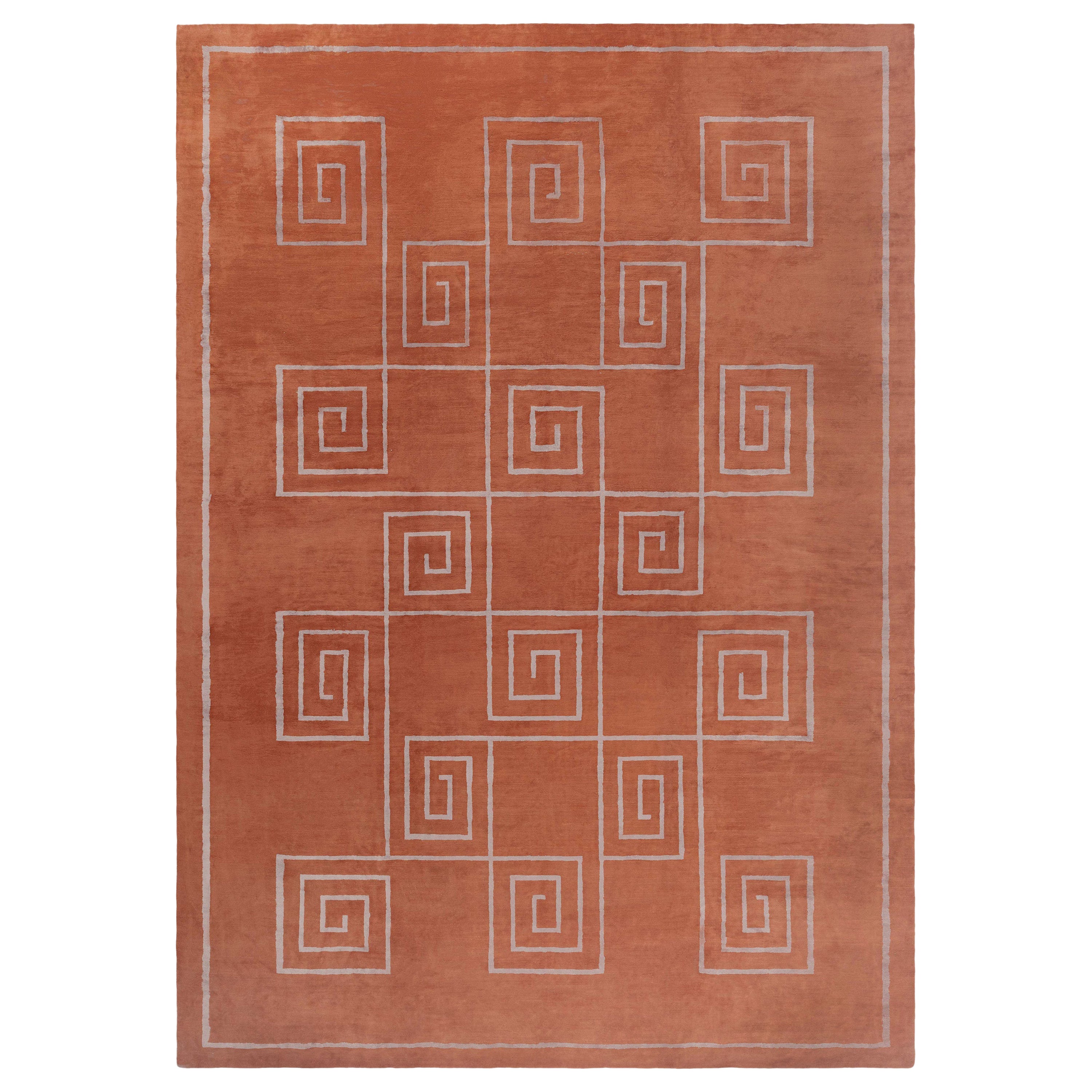 Alfombra tibetana inspirada en la decoración moderna con motivo de llave griega de Doris Leslie Blau en venta