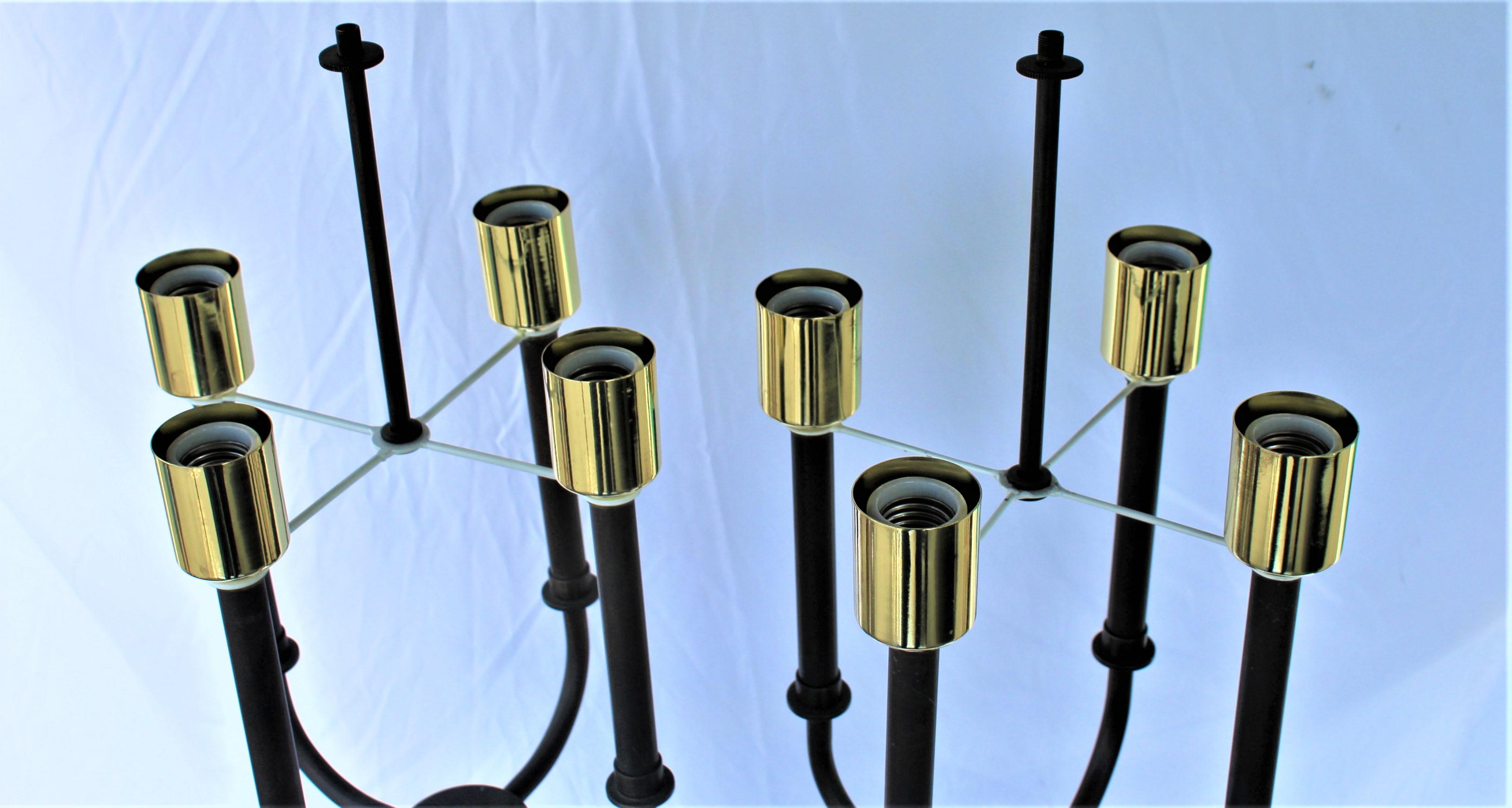 Contemporary Modern/Deco Lamps, Solid Brass 4-Light, Manner of Tommy Parzinger For Sale