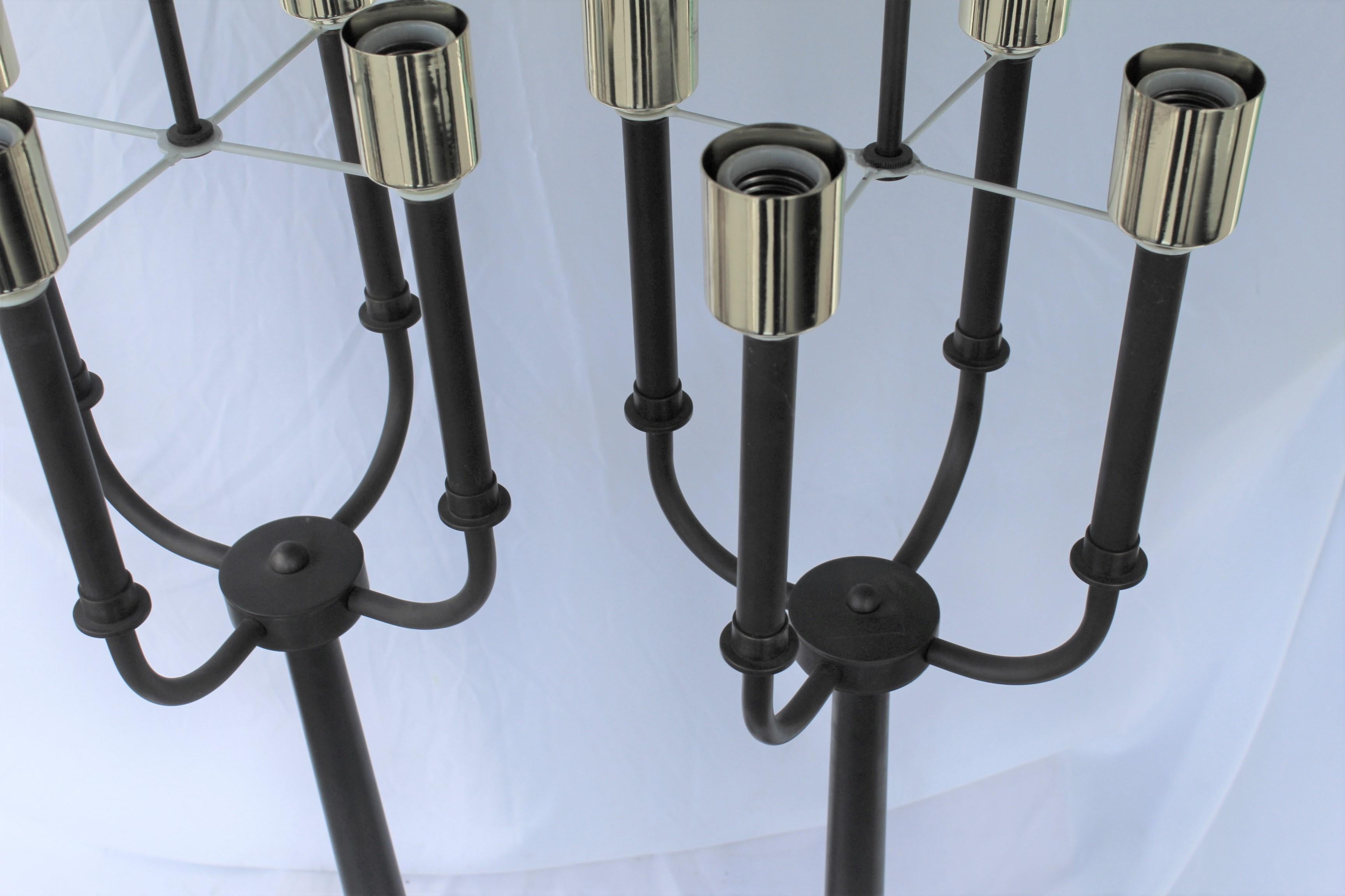 Modern/Deco Lamps, Solid Brass 4-Light, Manner of Tommy Parzinger For Sale 2