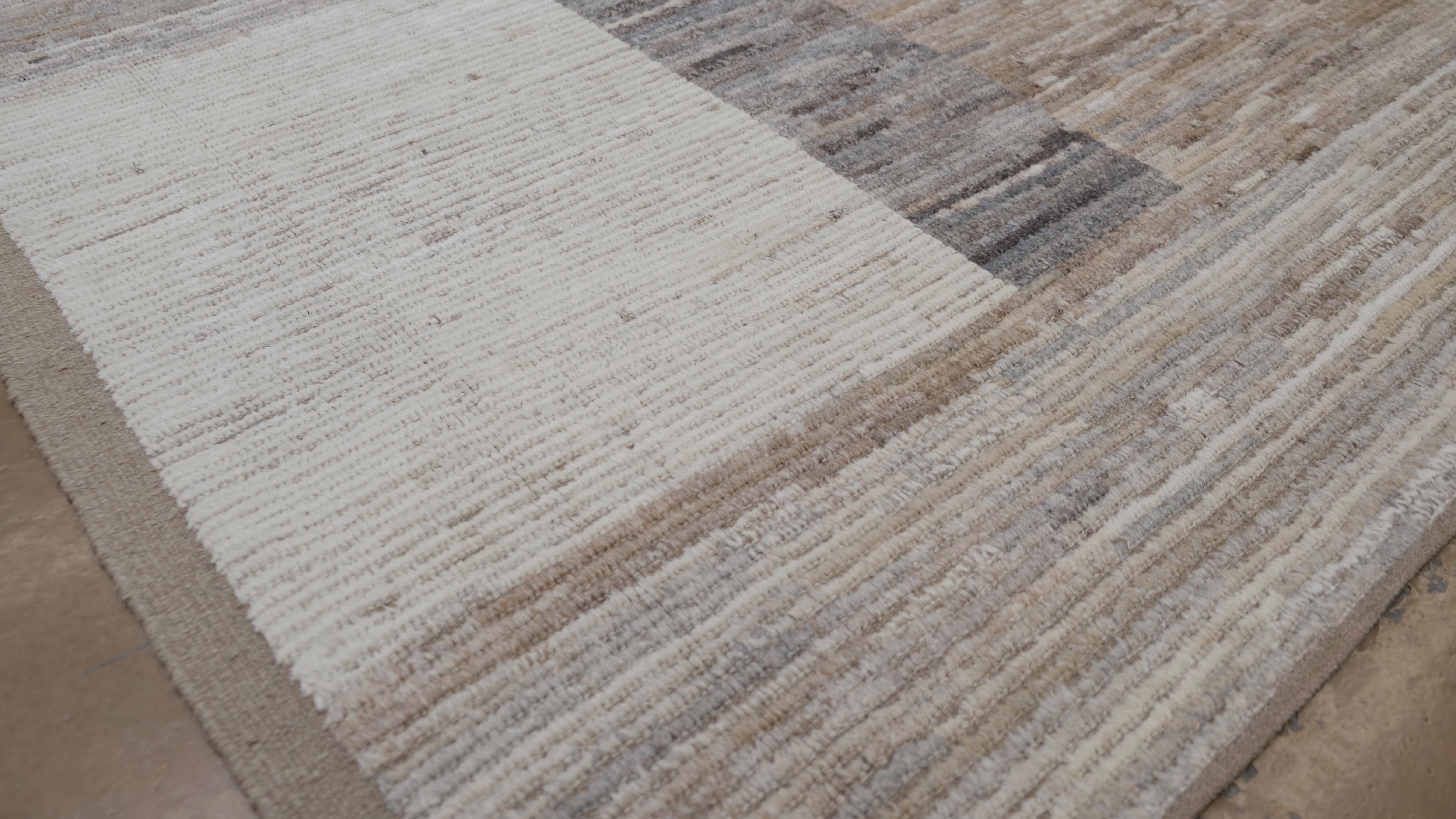 Alfombra Deco Moderna de Lana Estampada en Tonos Terrosos 6'5''x9' Moderno de mediados de siglo en venta