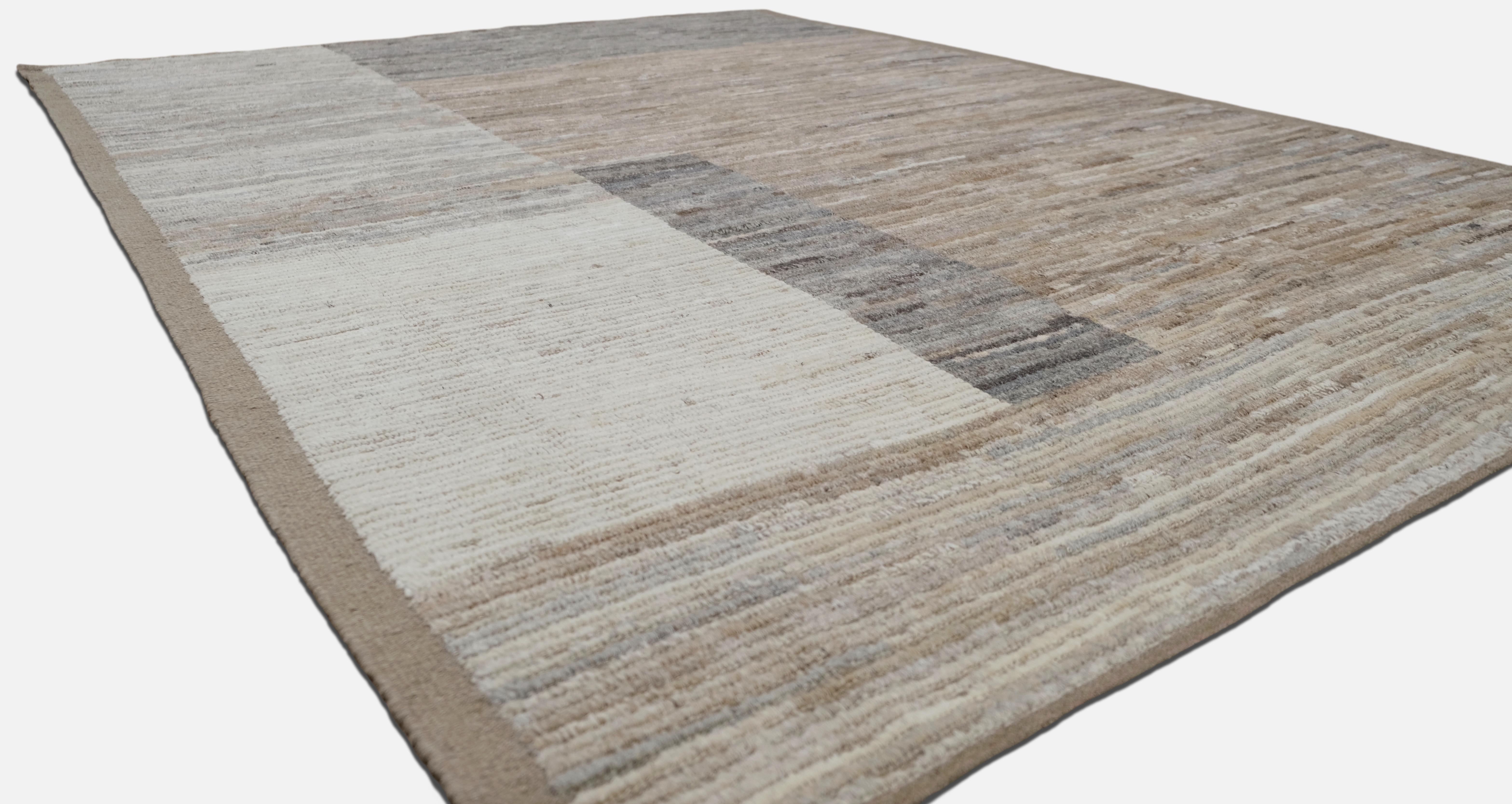 Alfombra Deco Moderna de Lana Estampada en Tonos Terrosos 6'5''x9' Anudado a mano en venta