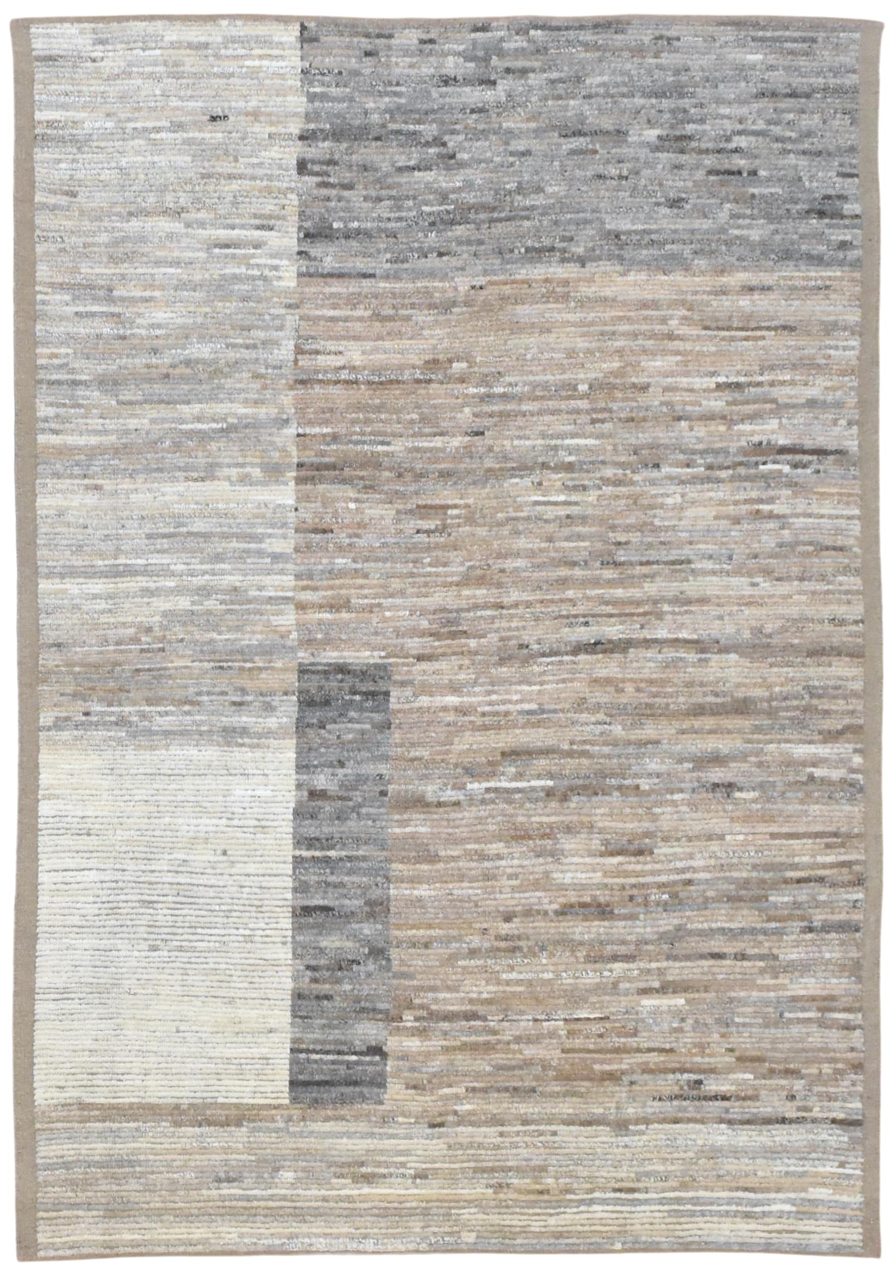 Alfombra Deco Moderna de Lana Estampada en Tonos Terrosos 6'5''x9'