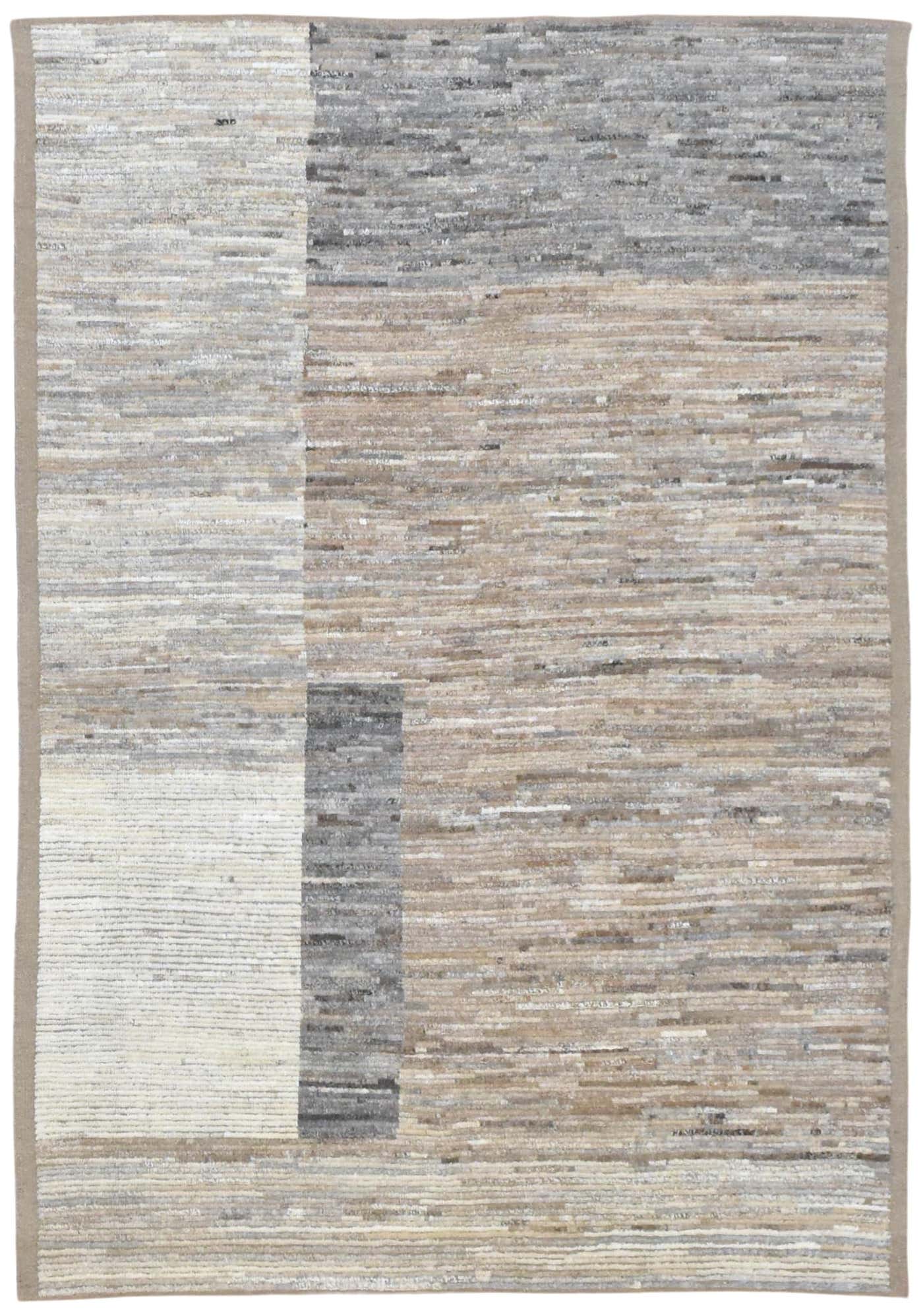 Modern Deco Patterned Wool Rug in Earthy Tones 6'5''x9' For Sale at 1stDibs