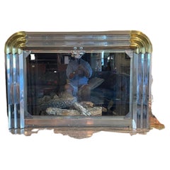 Modern Deco Revival Steel and Brass Fireplace Surround