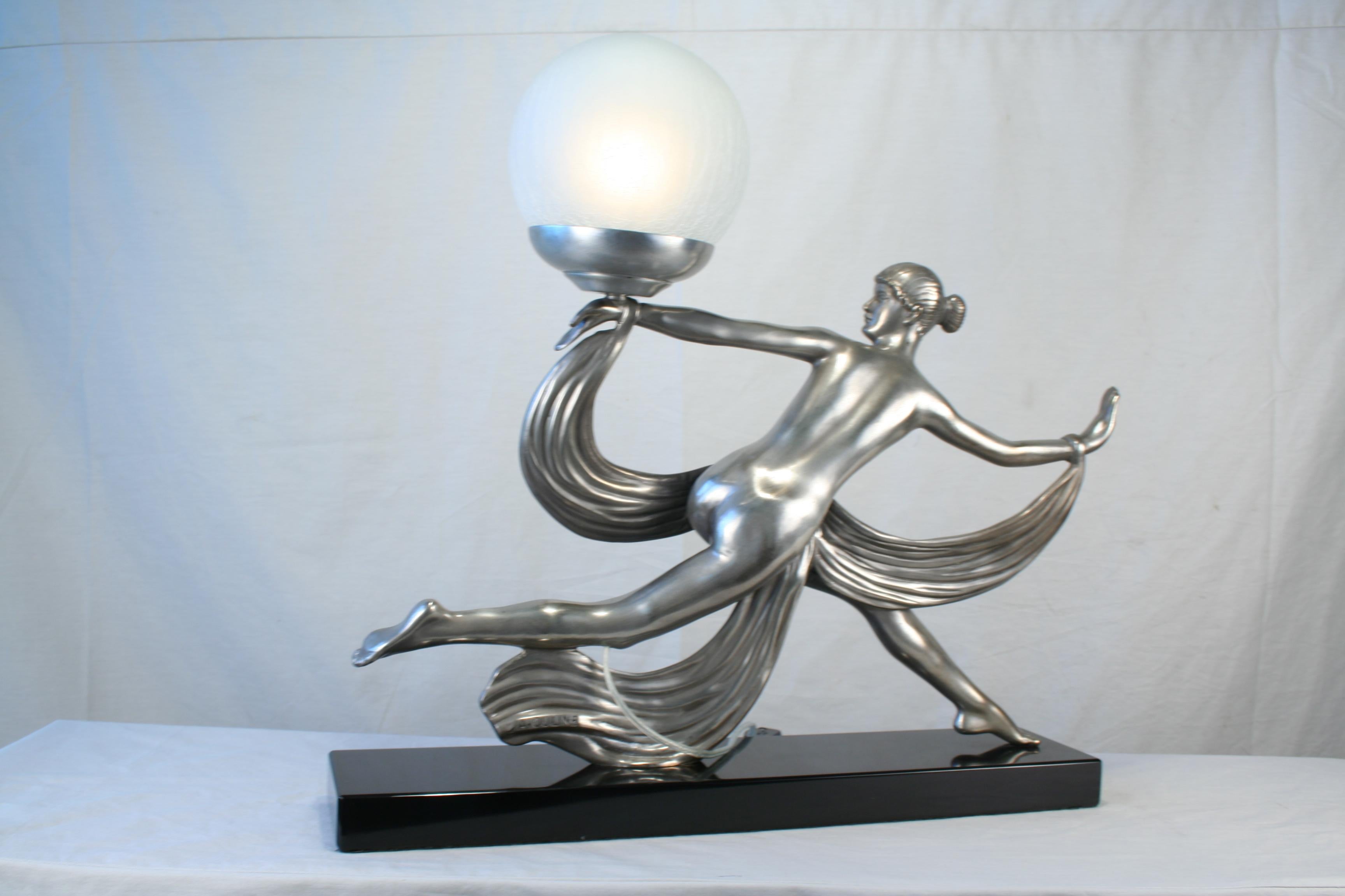 Cast Modern/deco semi-nude girl Lamp For Sale