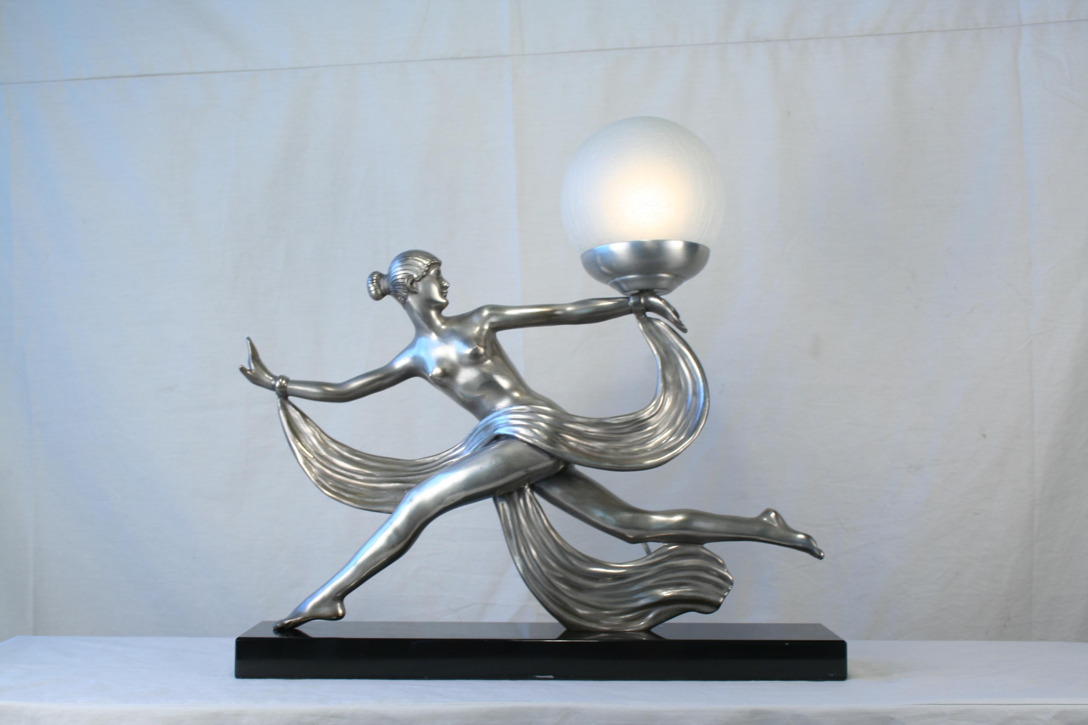 Bronze Modern/deco semi-nude girl Lamp For Sale