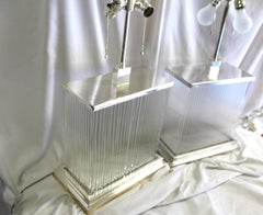 Modern / Deco  Silver Glass Rod Lamps  Pr