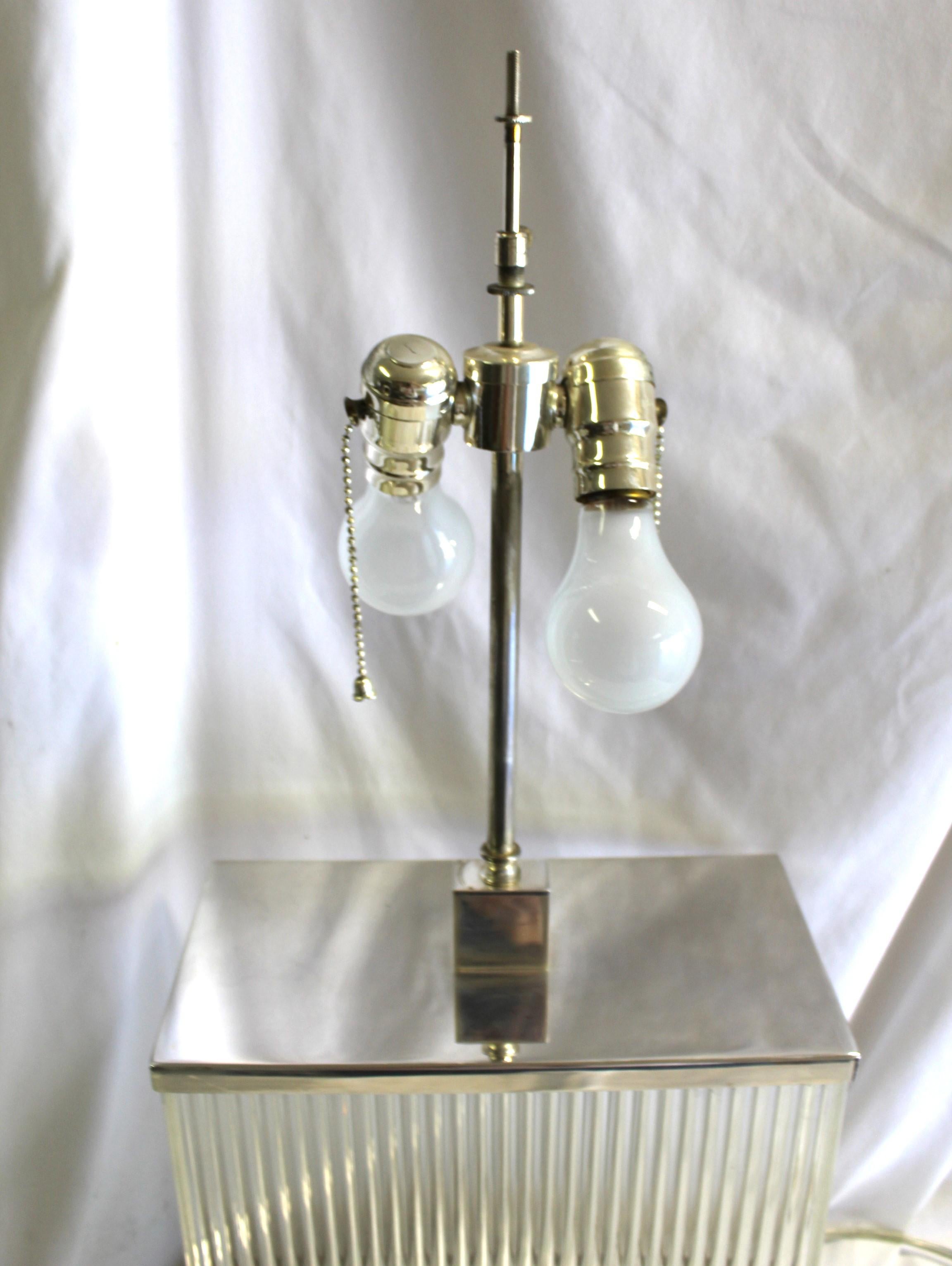 Metal Modern / Deco  Silver Glass Rod Lamps  Pr For Sale