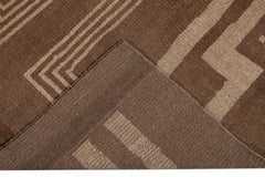 Moderner Deko-Stil Handgefertigter Geometrischer Wollteppich in Braun und Beige