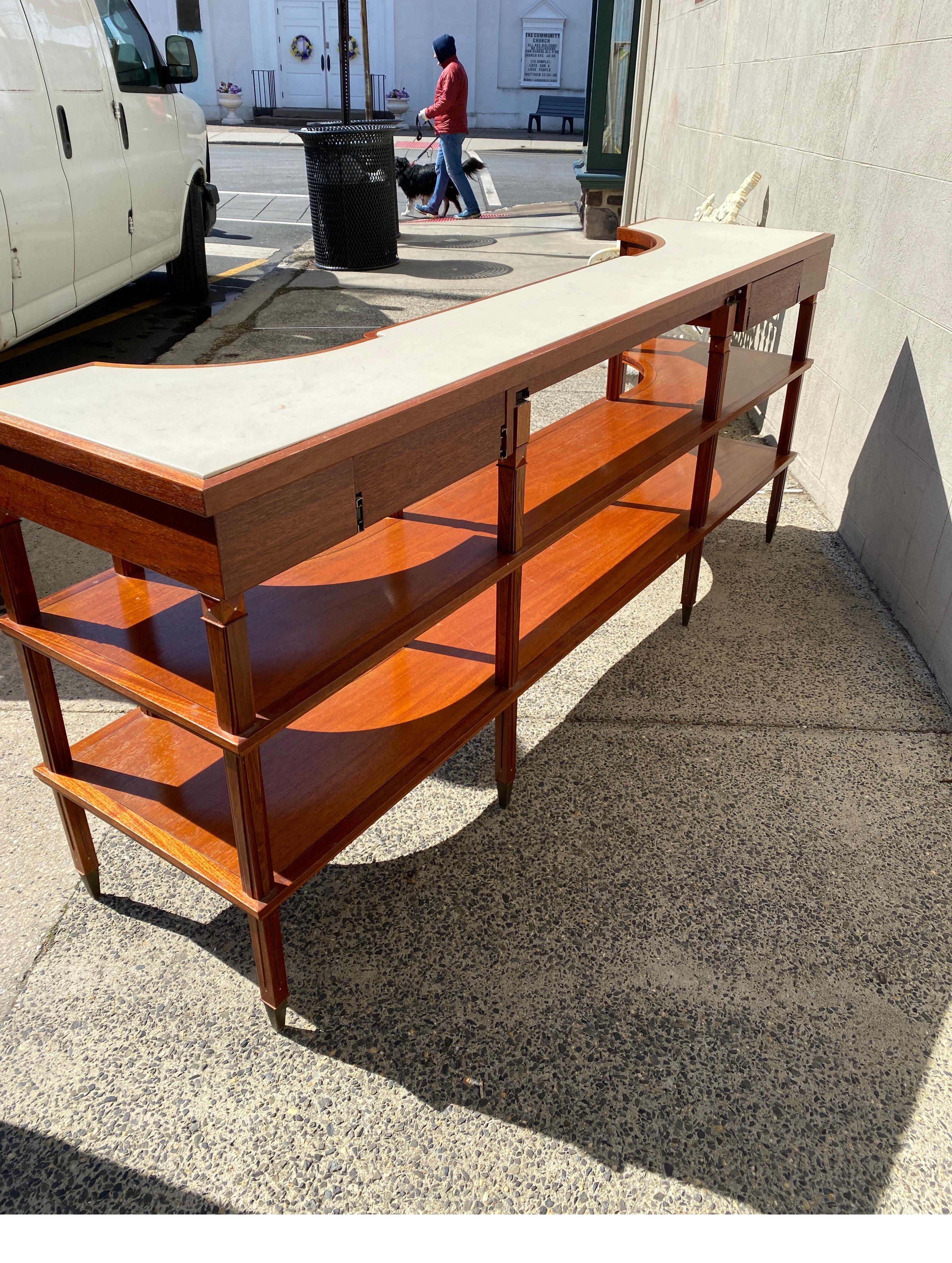 Modern Deco Style Mahogany and Leather Sideboard Console 7