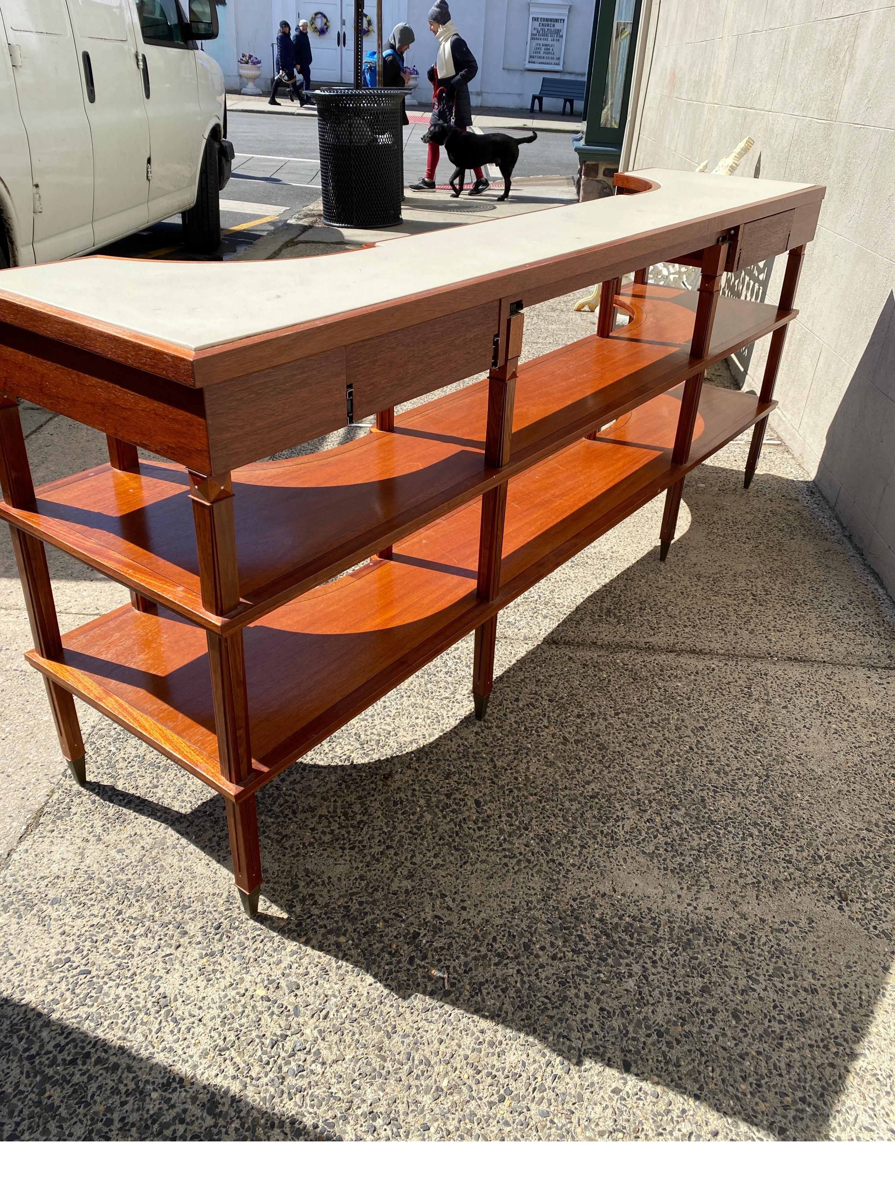 Modern Deco Style Mahogany and Leather Sideboard Console 8