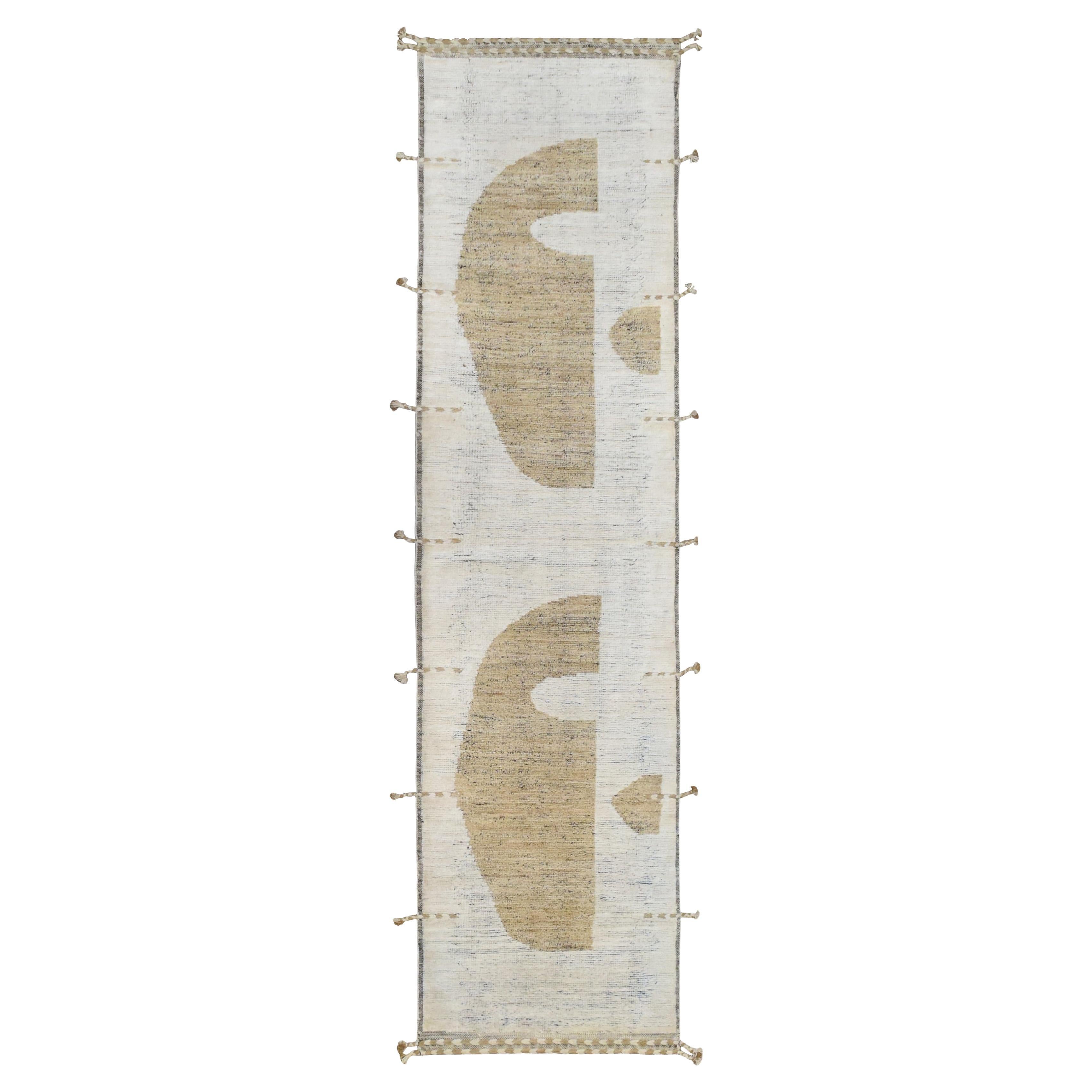 Modern Deco Styled Large Patterned Wool Runner  3'1''x12'