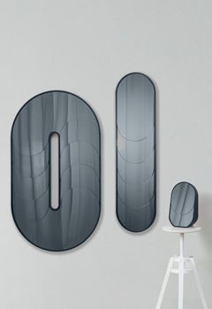 Modern Small Table Mirror "Baggage Claim-M" in Antracite / Gray by Müge Kahraman