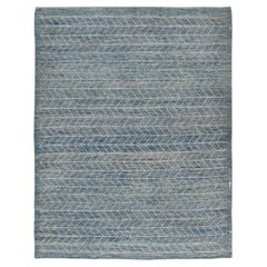 Moderner moderner blauer Teppich mit dekorativem Allover-Muster