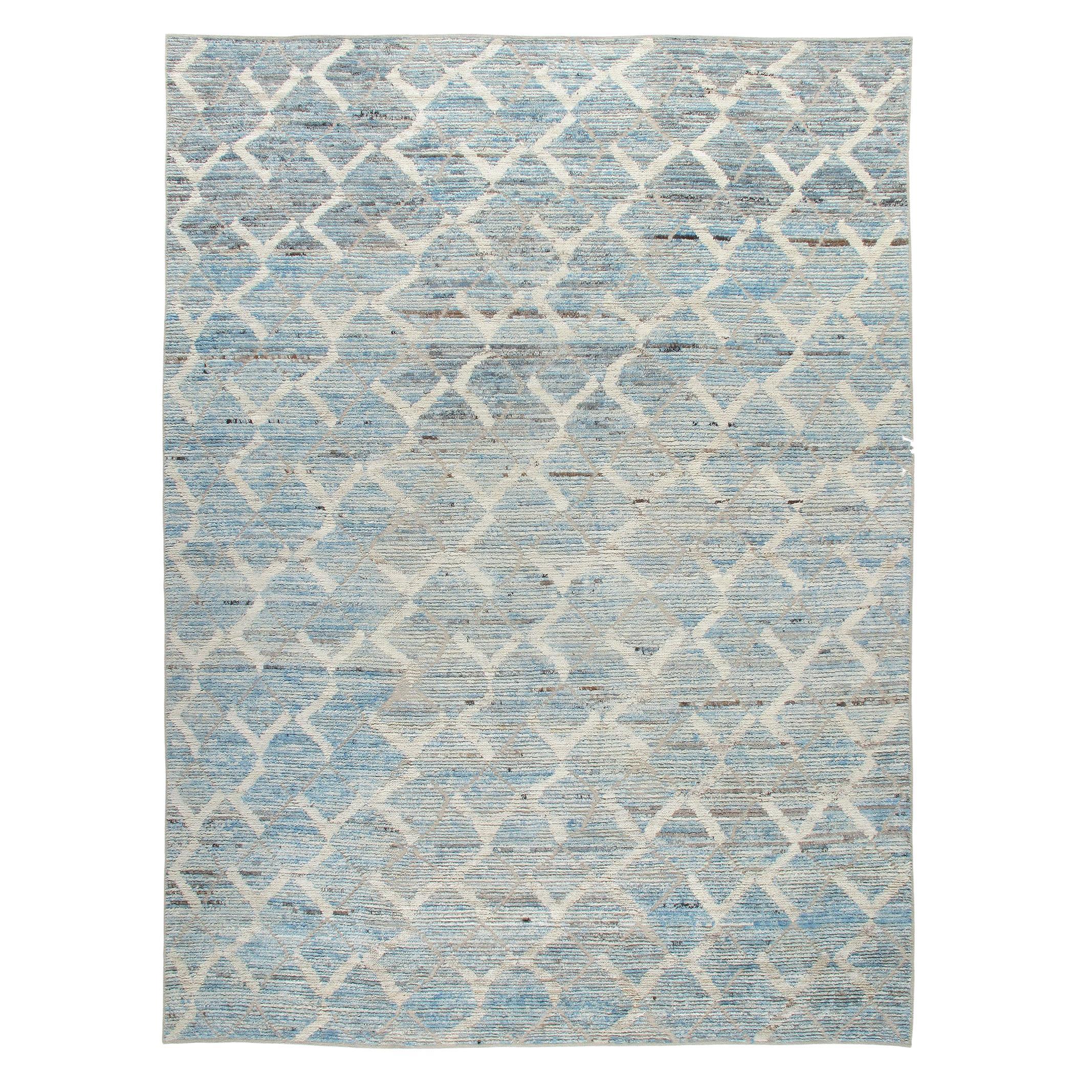 Modern Decorative Blue Rug with an Abstract Design