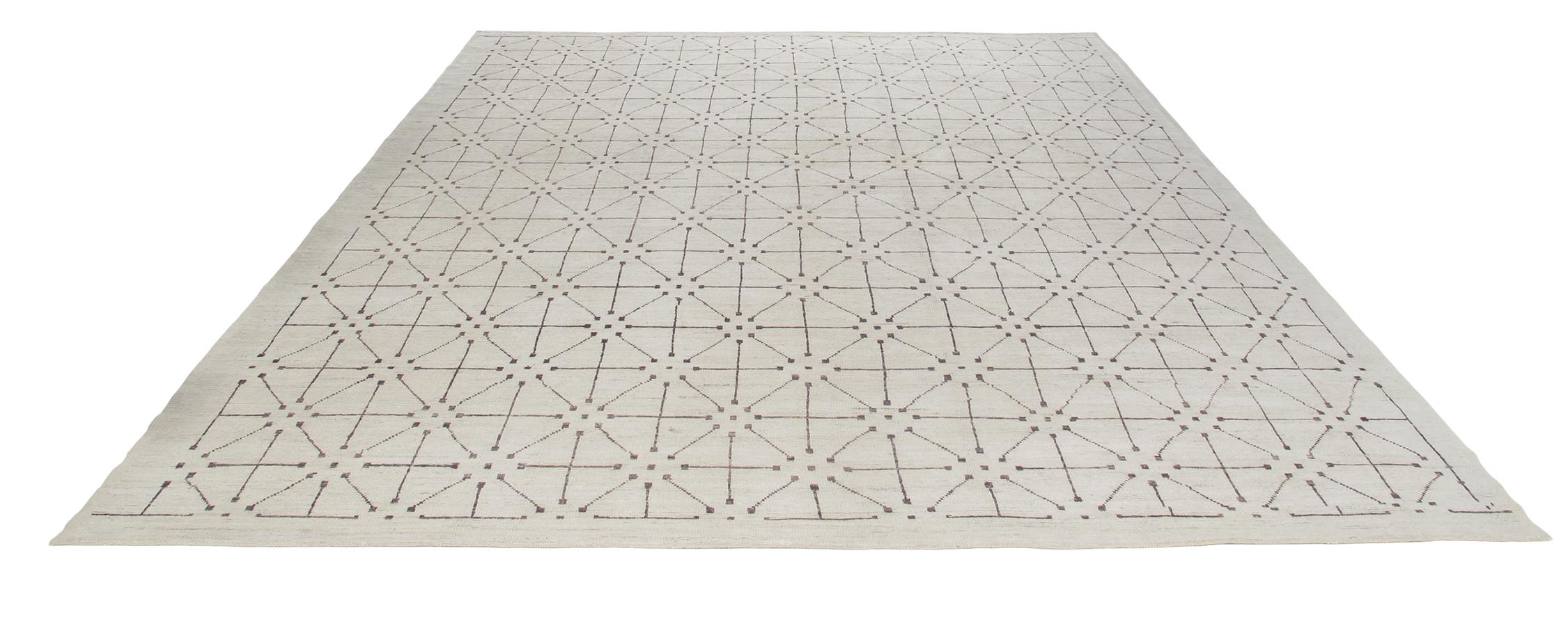Moderner moderner dekorativer geometrischer Übergangsteppich (Afghanisch) im Angebot