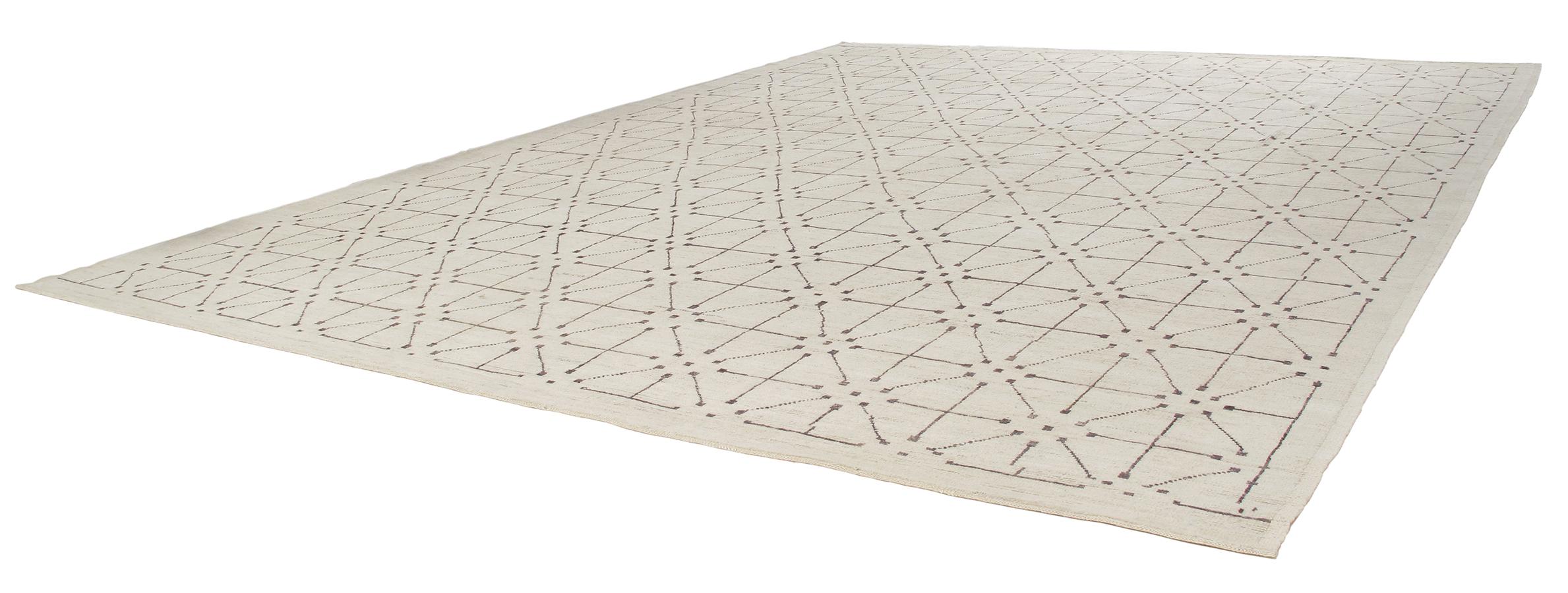 Hand-Knotted Modern Decorative Geometric Transitional Rug For Sale