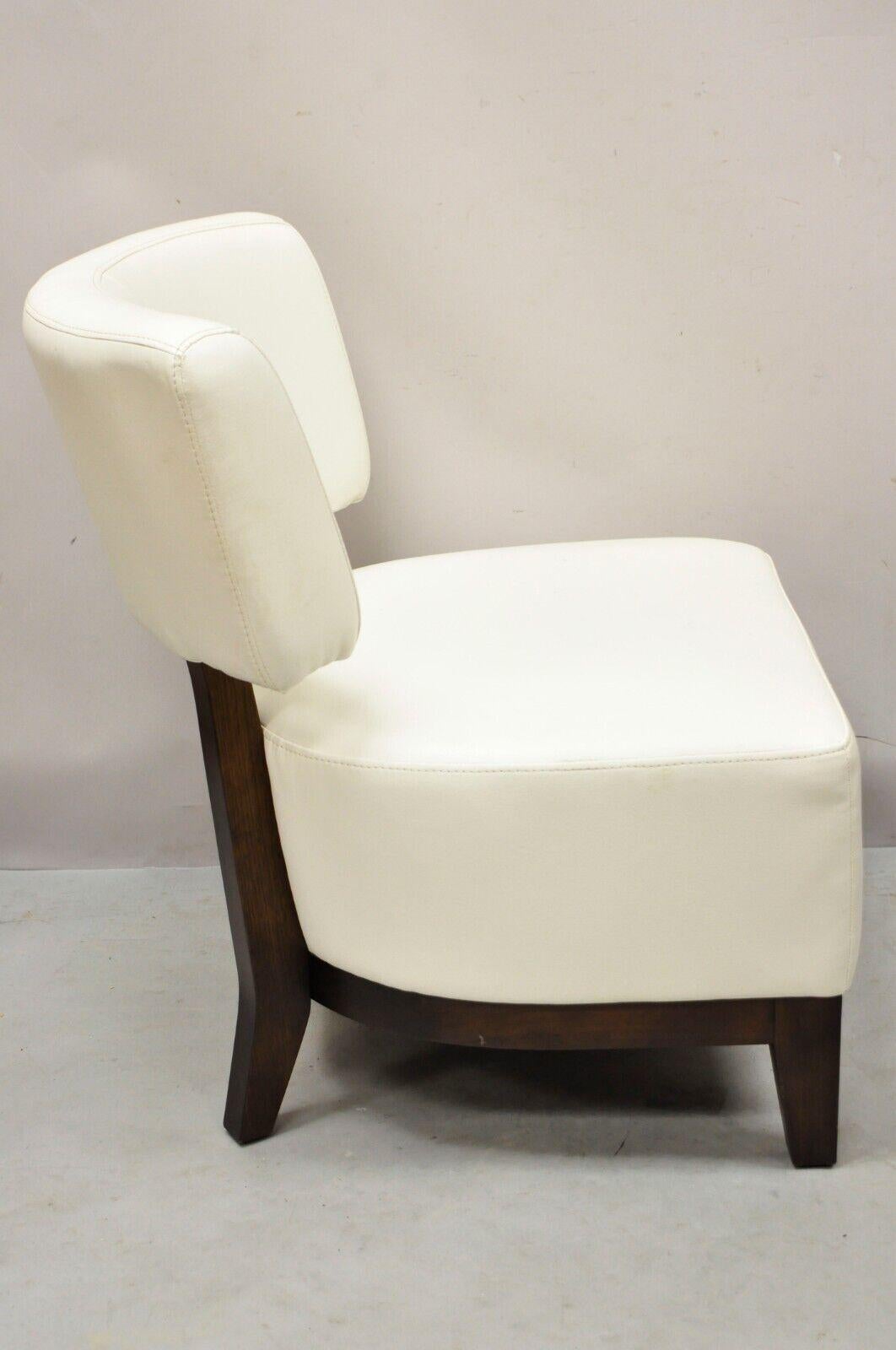 Modern Decorator White Vinyl Barrel Back Club Lounge Slipper Chair 5