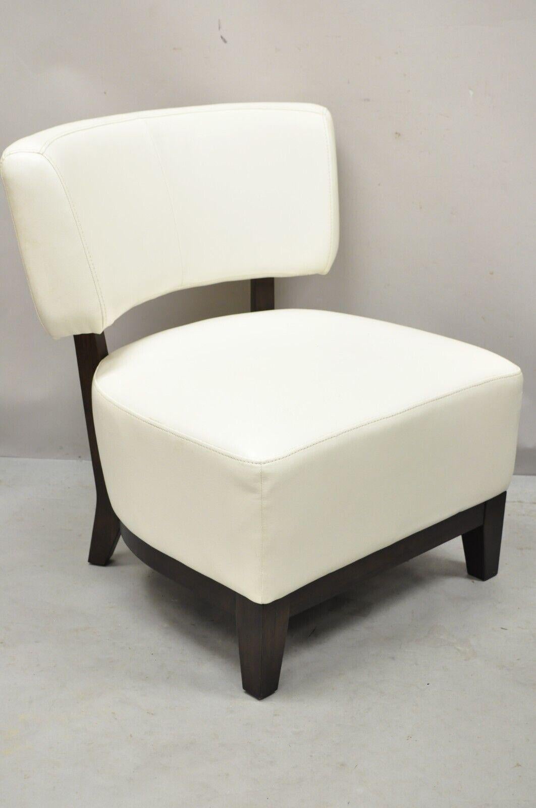 Modern Decorator White Vinyl Barrel Back Club Lounge Slipper Chair 6