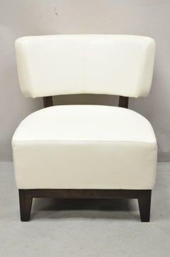 Modern Decorator White Vinyl Barrel Back Club Lounge Slipper Chair