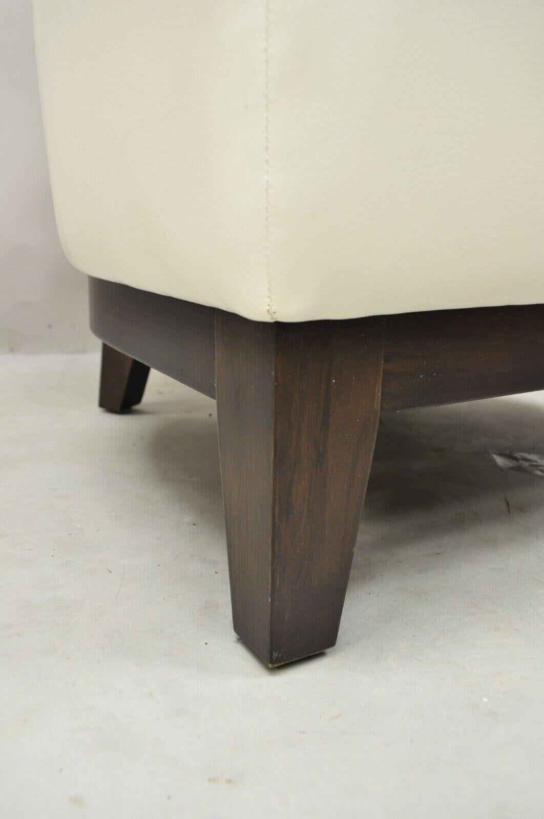 Modern Decorator White Vinyl Barrel Back Club Lounge Slipper Chair 2
