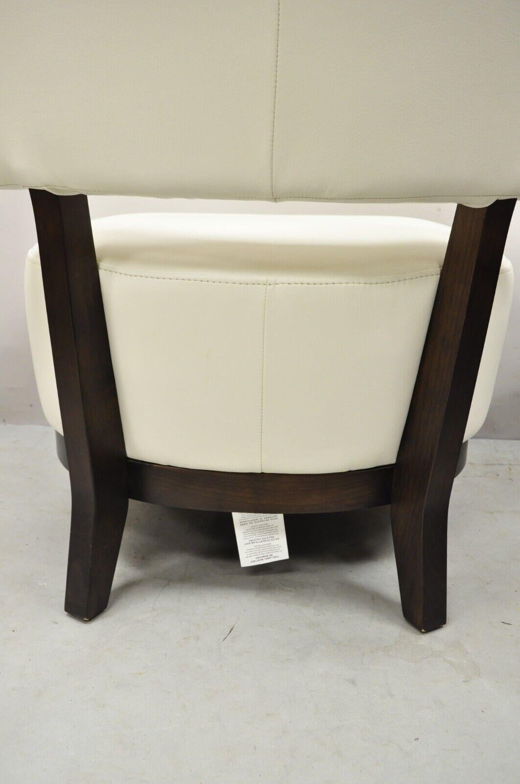 Modern Decorator White Vinyl Barrel Back Club Lounge Slipper Chair 3