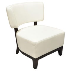 Modern Decorator White Vinyl Barrel Back Club Lounge Slipper Chair