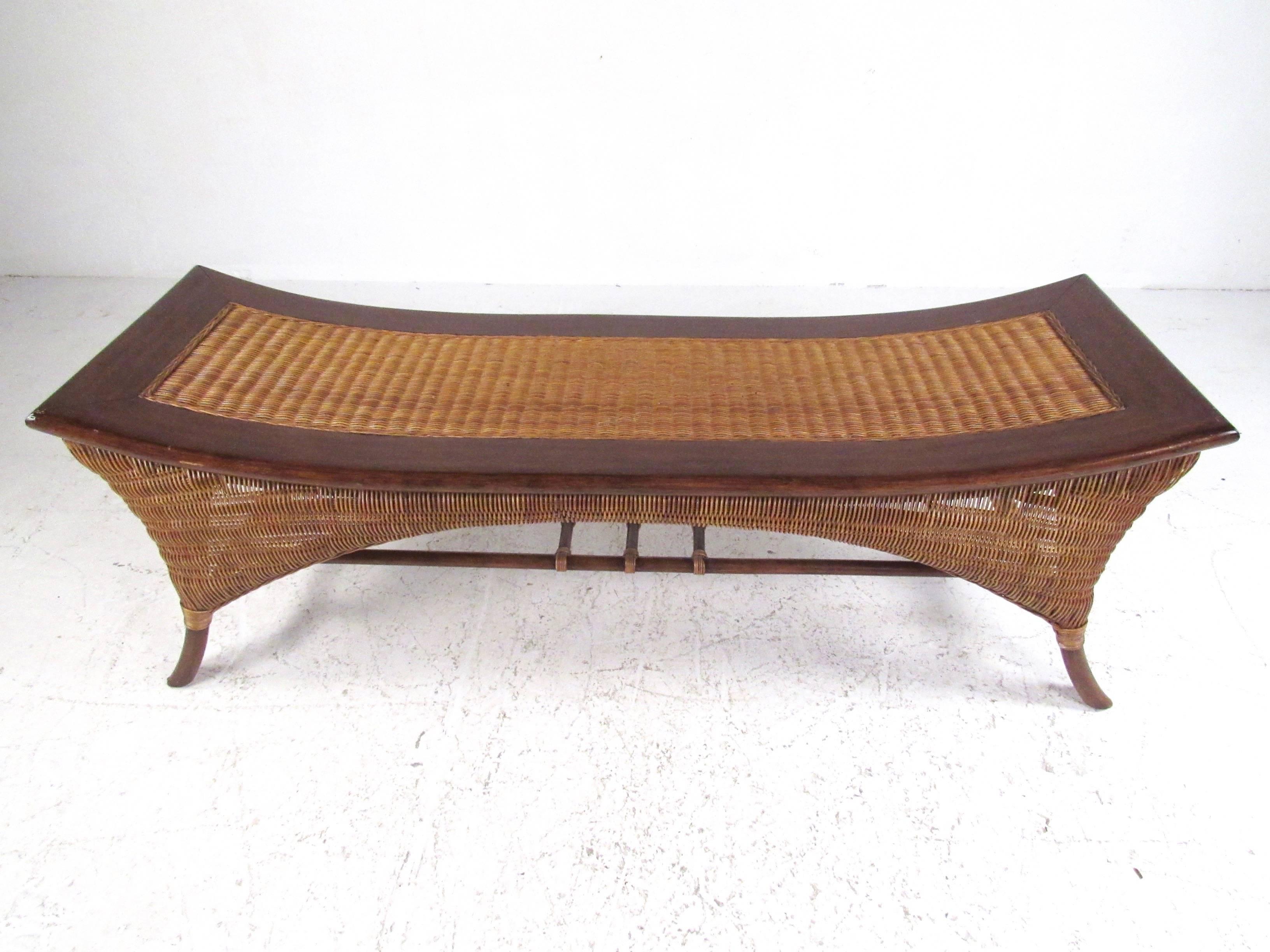 modern wicker bench