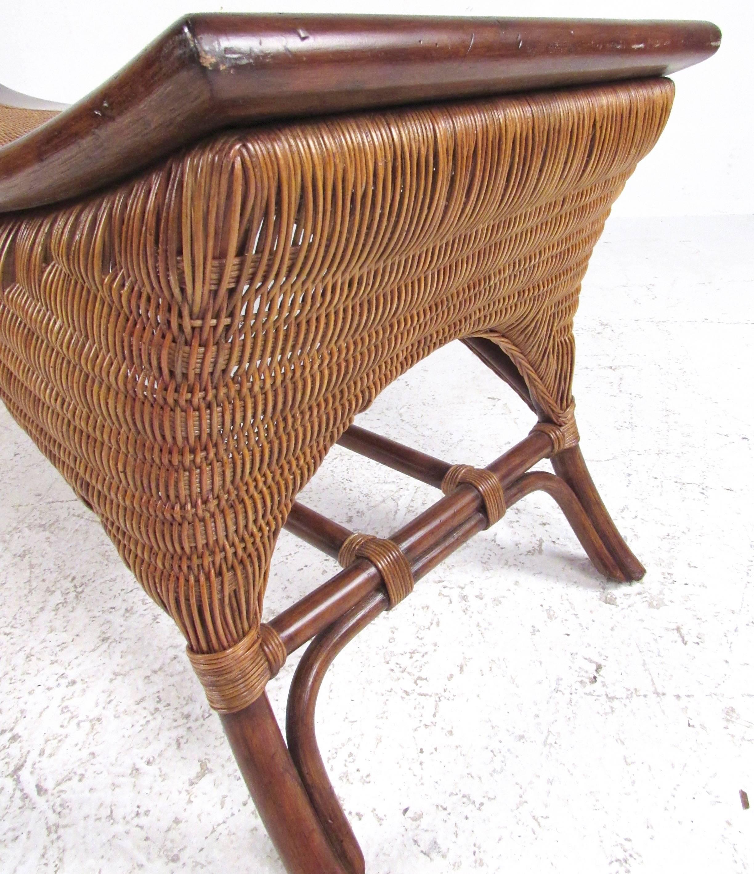 Contemporary Modern Decorator Wicker Bench