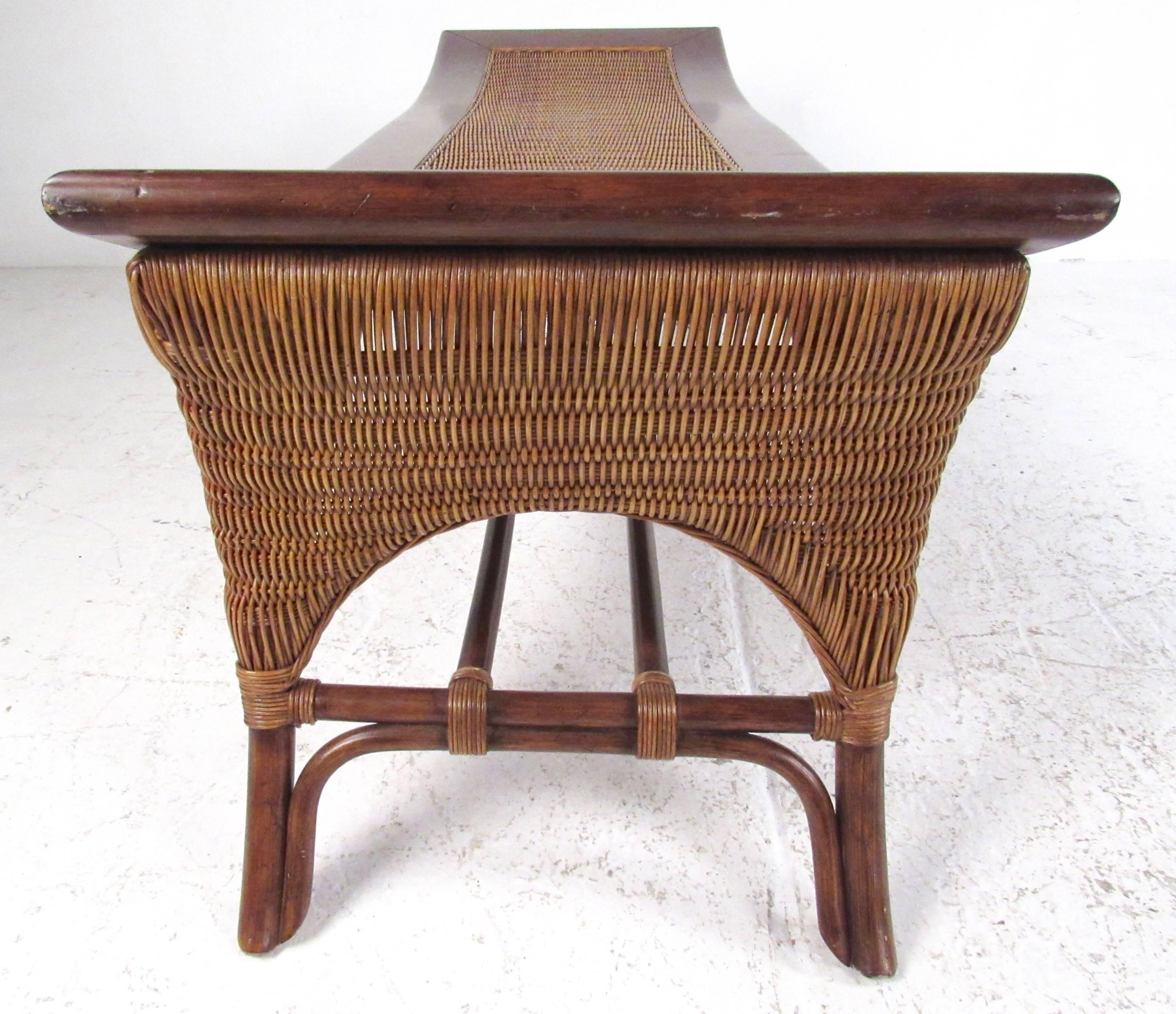 Modern Decorator Wicker Bench 1