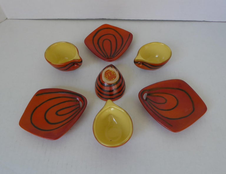 Mid-Century Modern Modern Demi Tasse Espresso Cups and Plates by Tofej Keramiazem, Hungary, 1960s For Sale