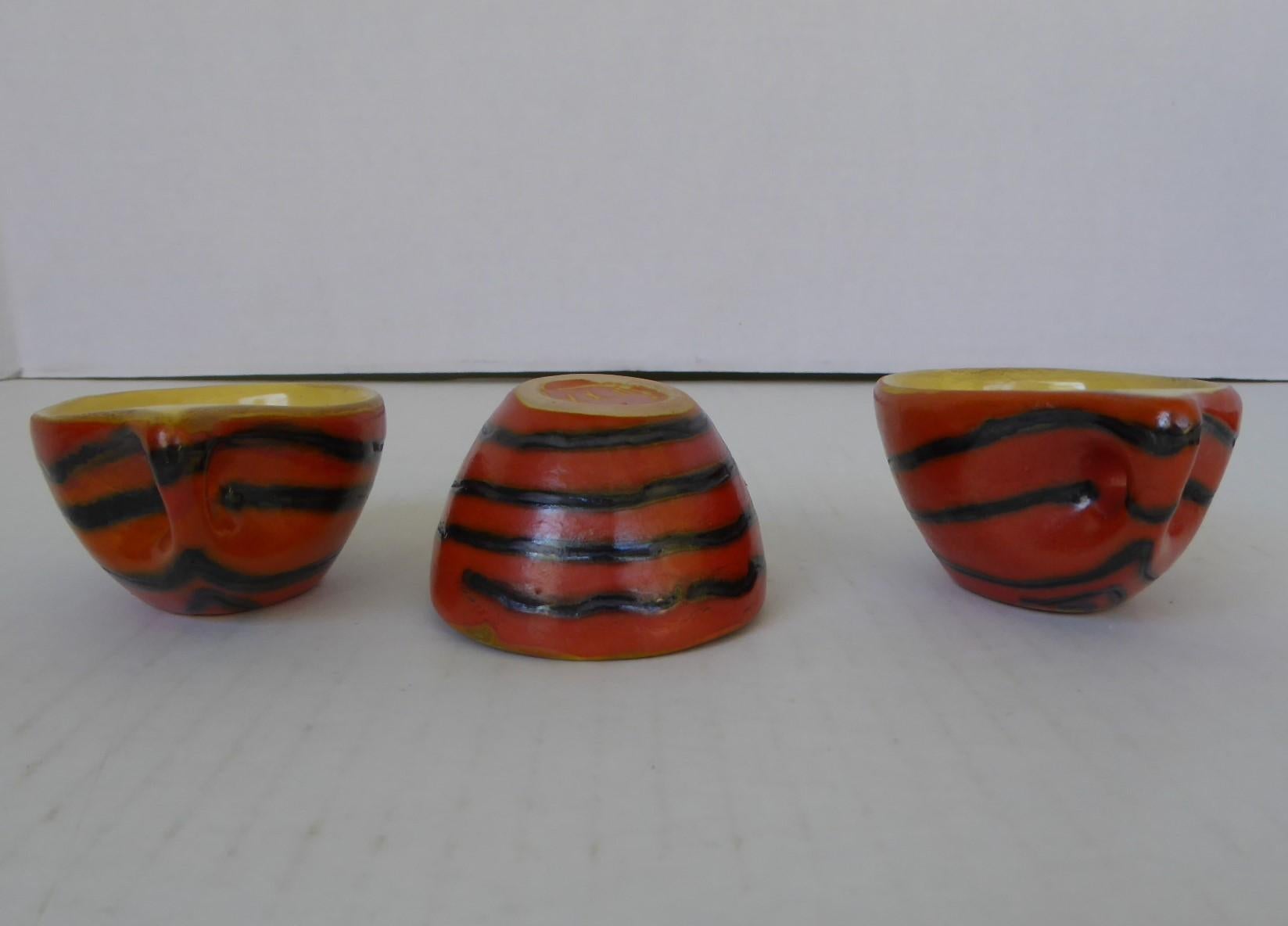 Glazed Modern Demi Tasse Espresso Cups and Plates by Tofej Keramiazem, Hungary, 1960s