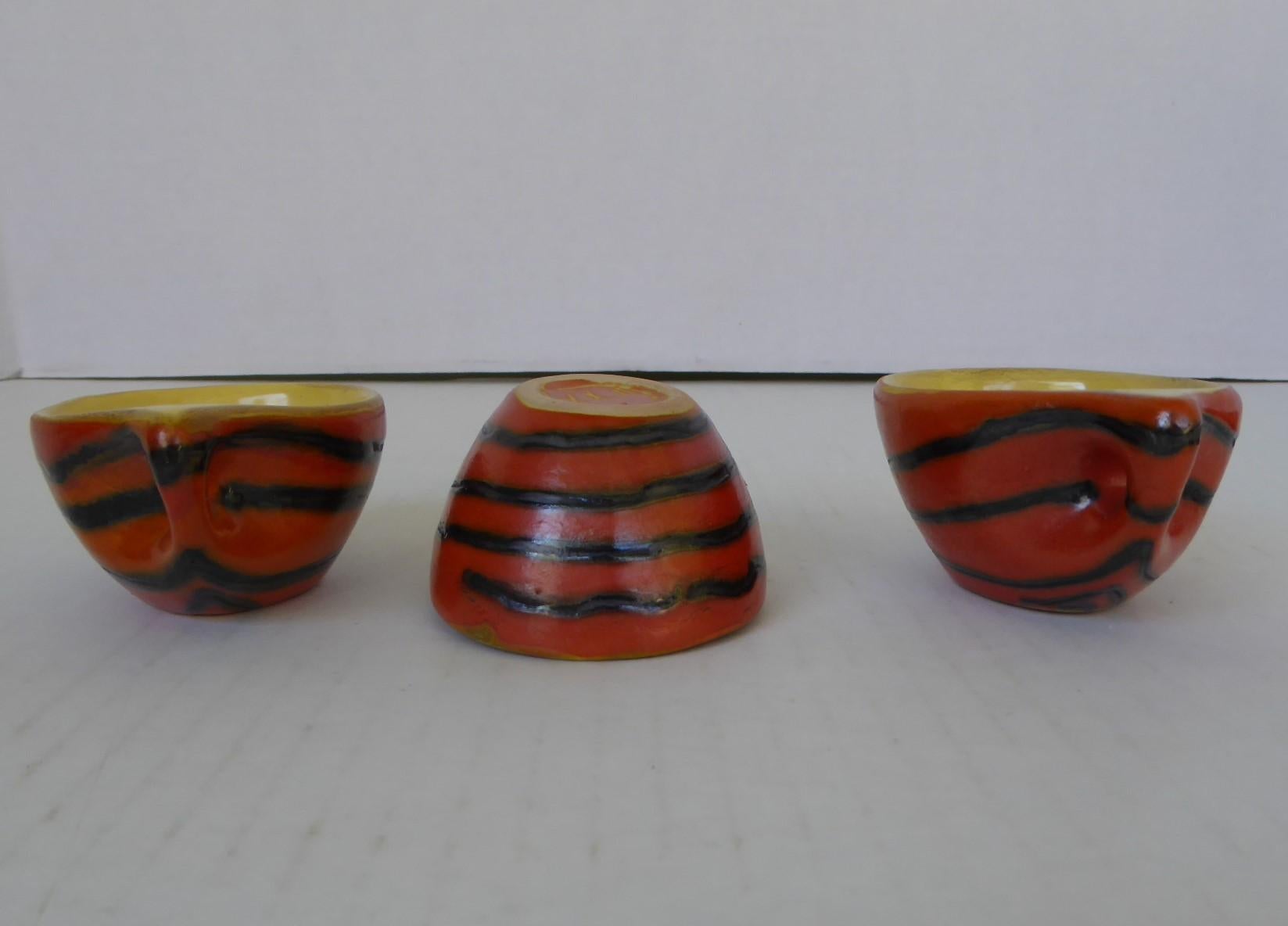 Mid-20th Century Modern Demi Tasse Espresso Cups and Plates by Tofej Keramiazem, Hungary, 1960s