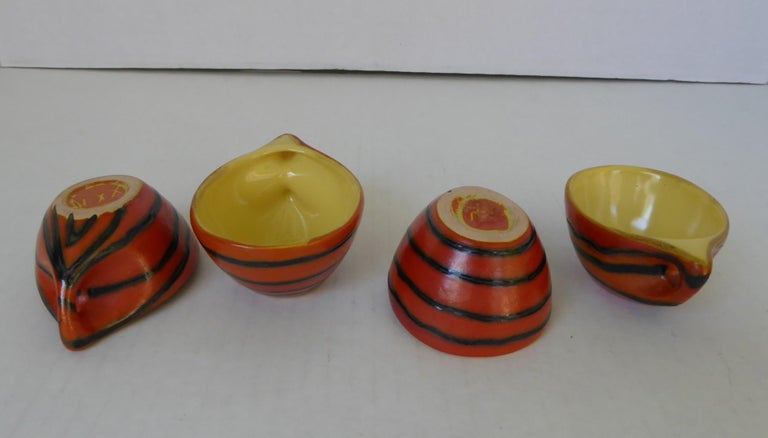 Ceramic Modern Demi Tasse Espresso Cups and Plates by Tofej Keramiazem, Hungary, 1960s For Sale