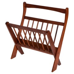 Modern Denmark 1960s Folding Magazine Holder Rack in Solid Teak Wood
