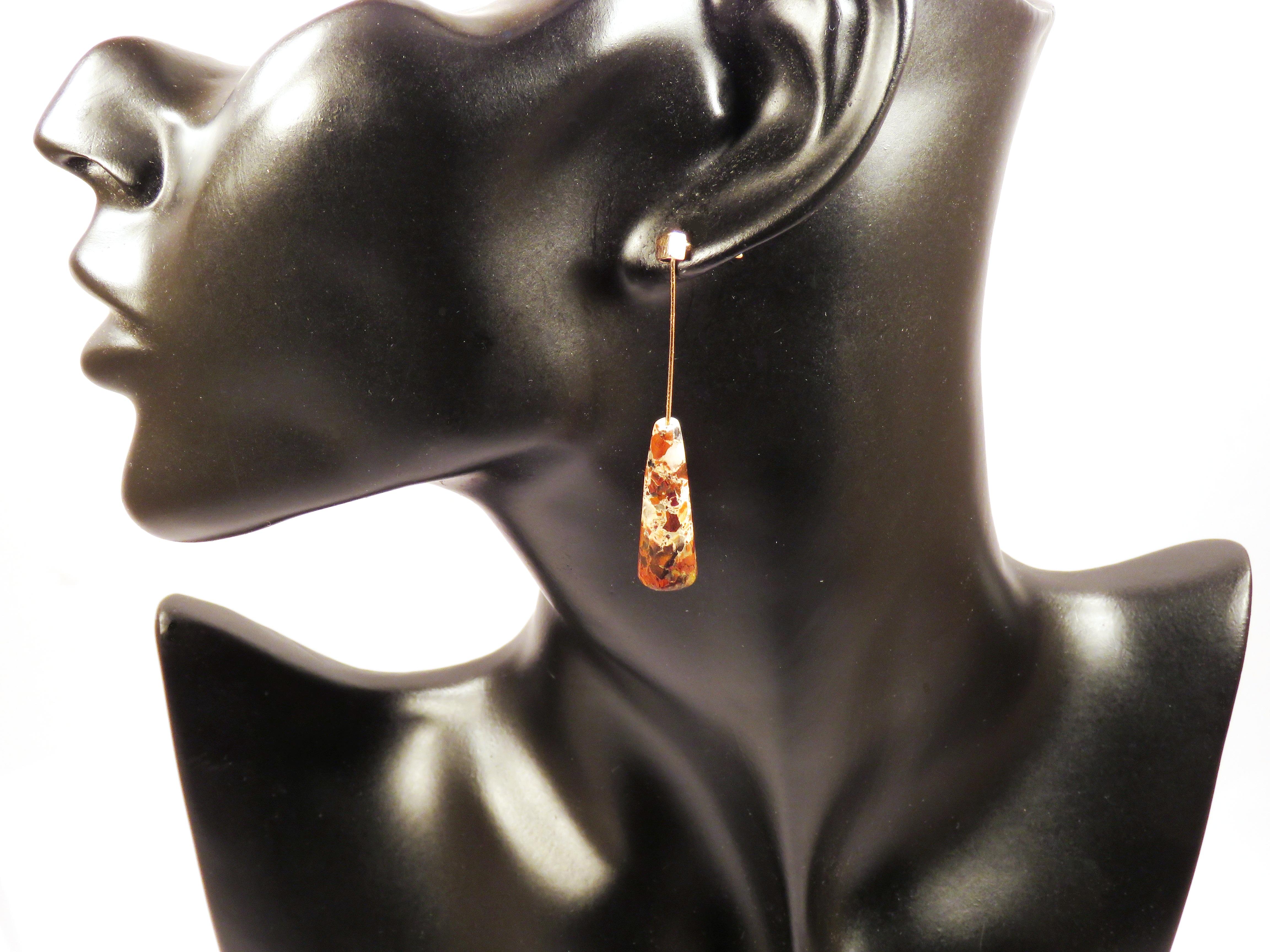 Modern Dentritic Agate Rose Gold Earrings Handcrafted in Italy by Botta Gioielli In New Condition In Milano, IT