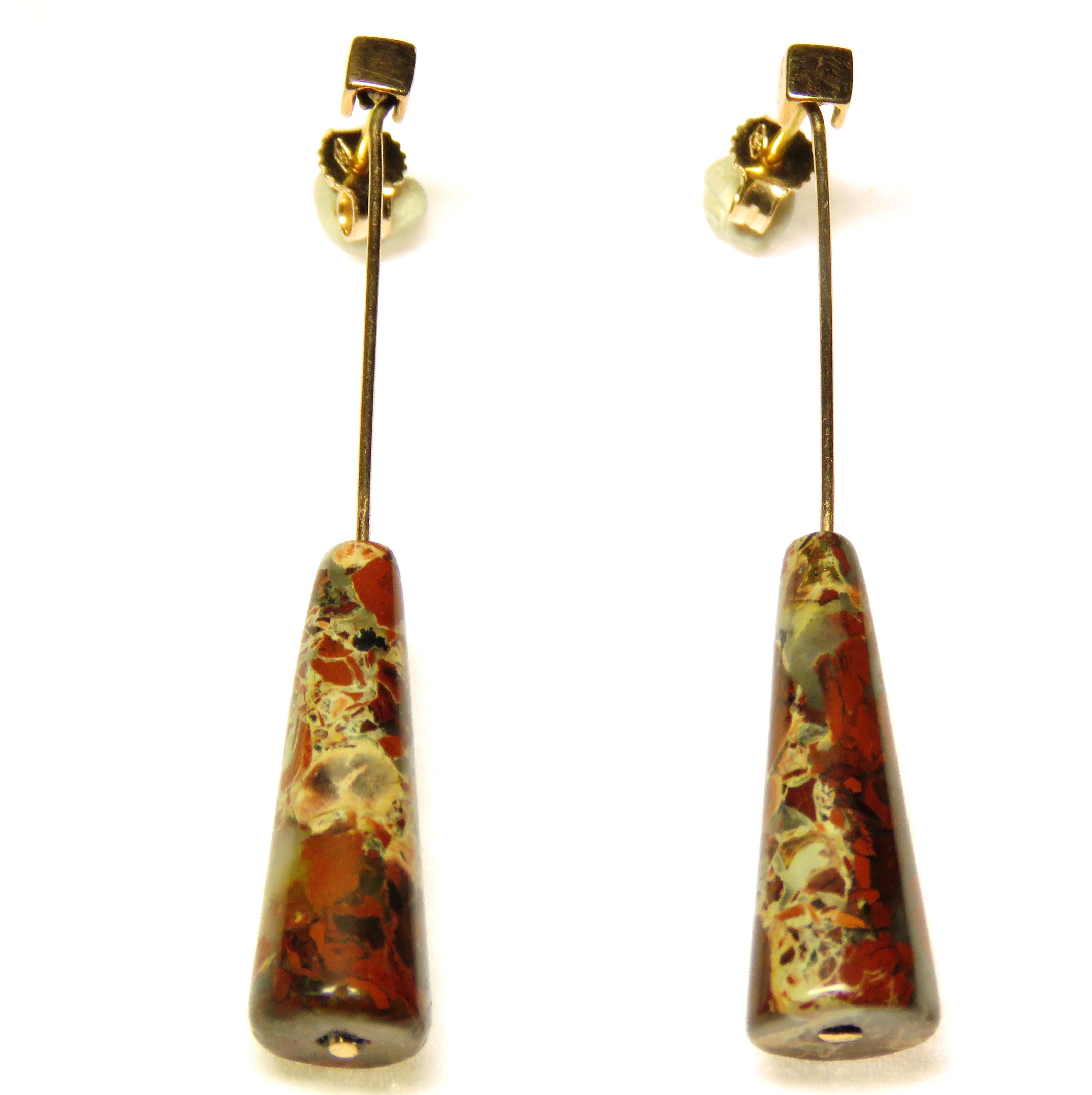 Women's Modern Dentritic Agate Rose Gold Earrings Handcrafted in Italy by Botta Gioielli