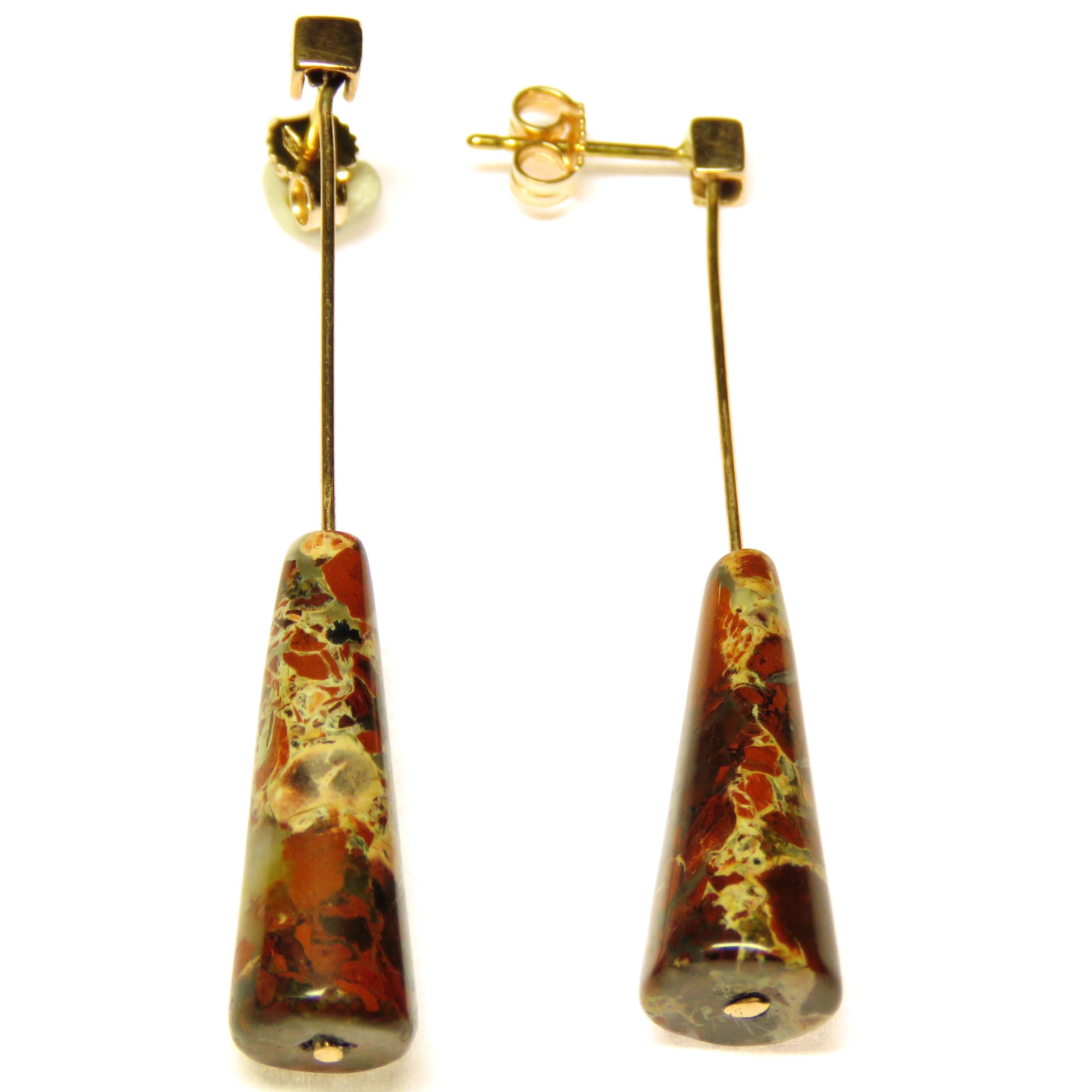 Modern Dentritic Agate Rose Gold Earrings Handcrafted in Italy by Botta Gioielli 1