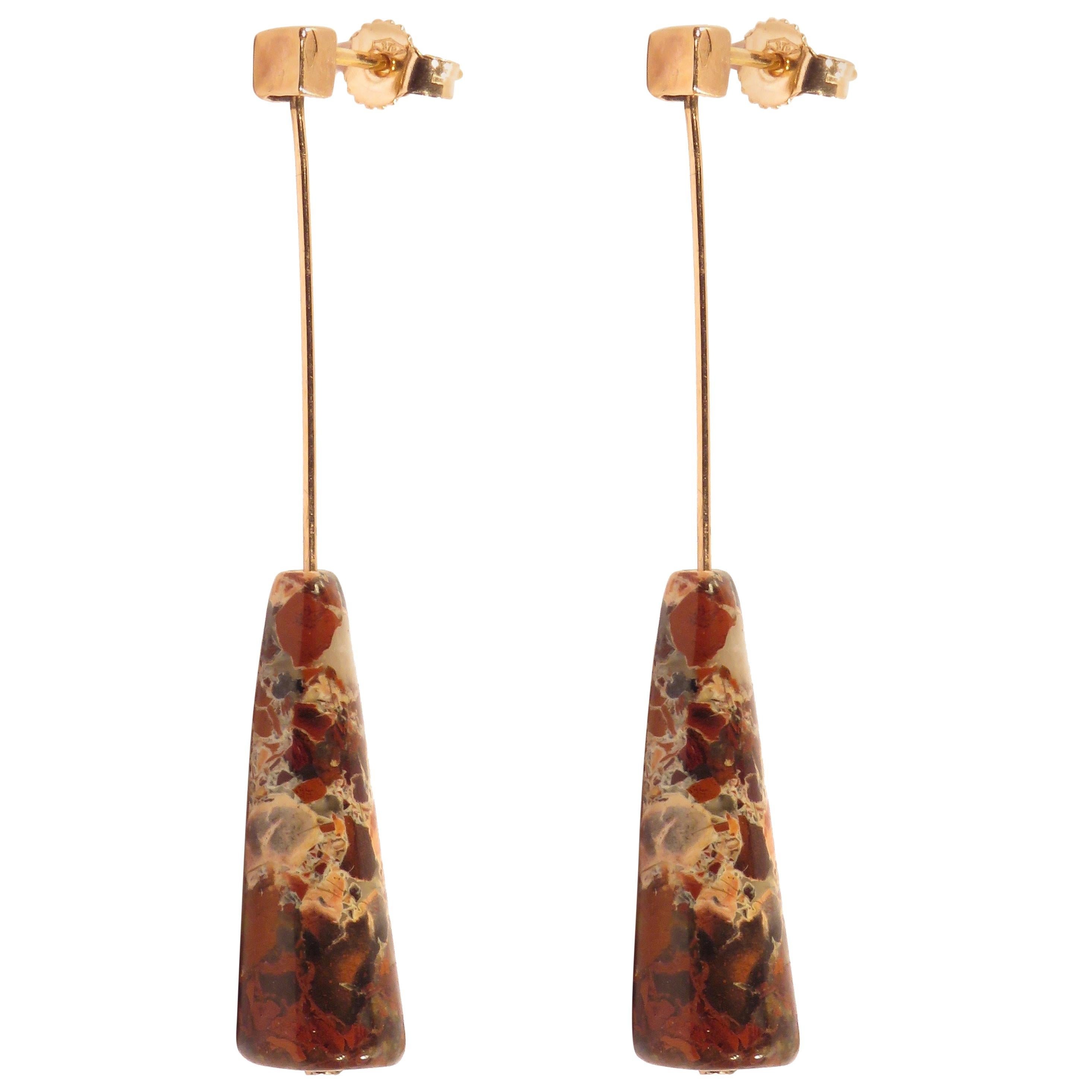 Modern Dentritic Agate Rose Gold Earrings Handcrafted in Italy by Botta Gioielli