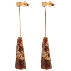 Modern Dentritic Agate Rose Gold Earrings Handcrafted in Italy by Botta Gioielli