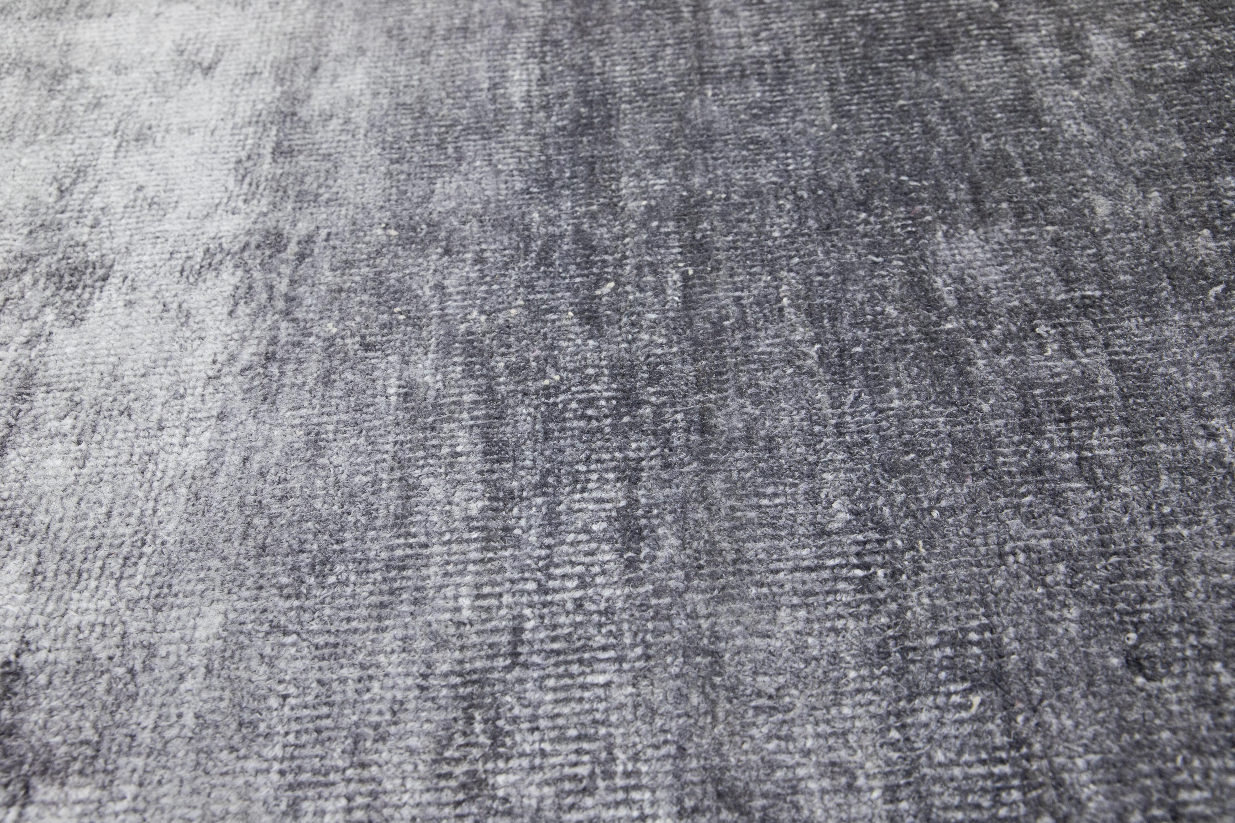 Indian Modern Desert Collection Gray Custom Silk Rug By Apadana For Sale